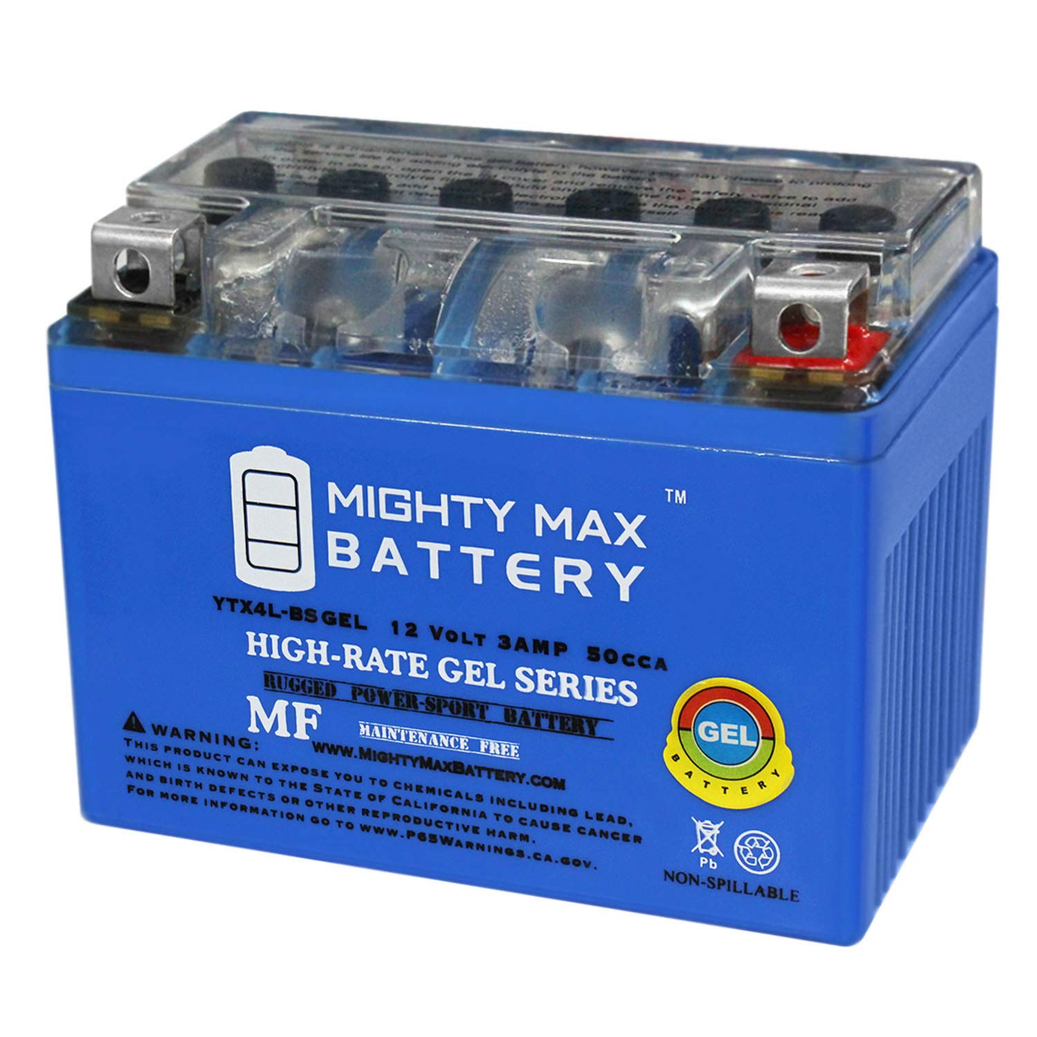 Mighty Max Battery Ytx4L-Bs Gel - 12 Volt 3 Ah, Gel Type, 50 Cca, Rechargeable Maintenance Free Sla Agm Motorcycle Battery