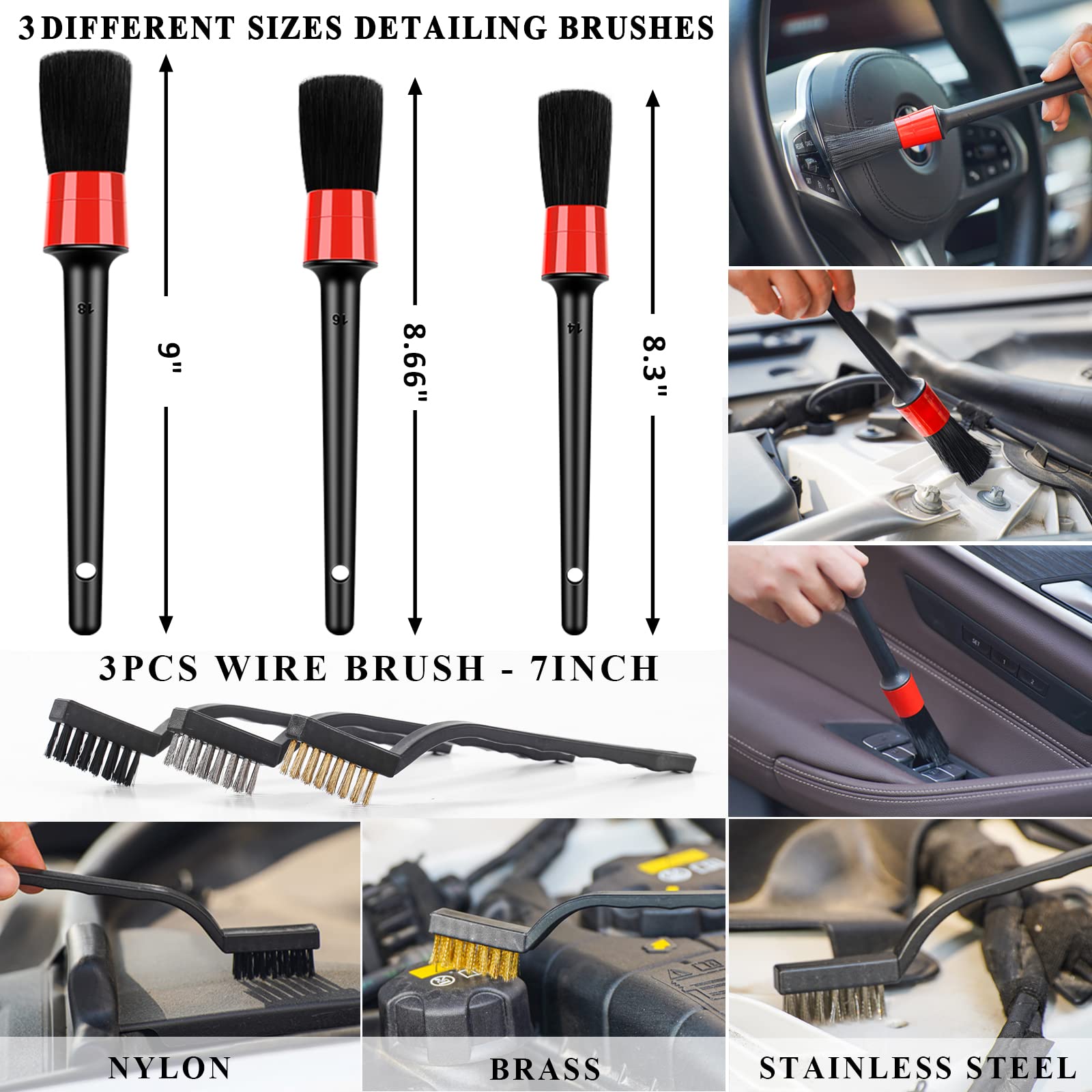 Autodeco 20Pcs Car Cleaning Wash Kit Interior Detailing Cleaner Kit With High Power Handheld Vacuum, Brush Set, Windshield Tool,