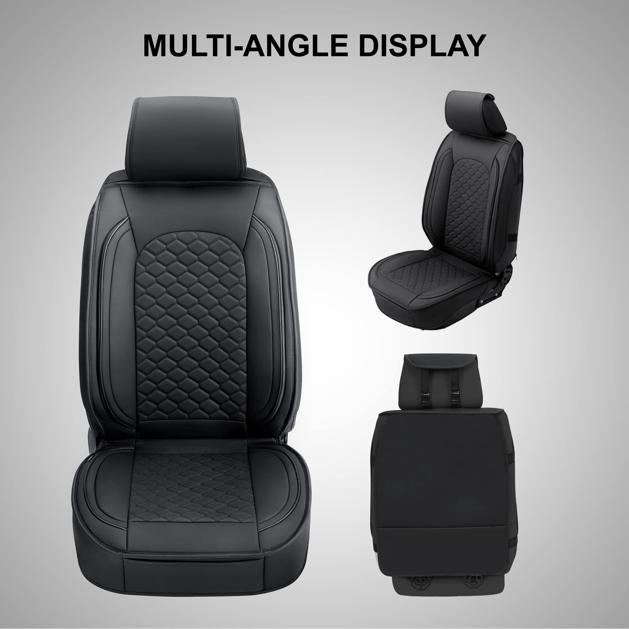 Elantrip Front Car Seat Covers, Luxury Faux Leather, Waterproof, Non-Slip, Black, Model 4801BK-1 (2PC) for Cars, Trucks & SUVs