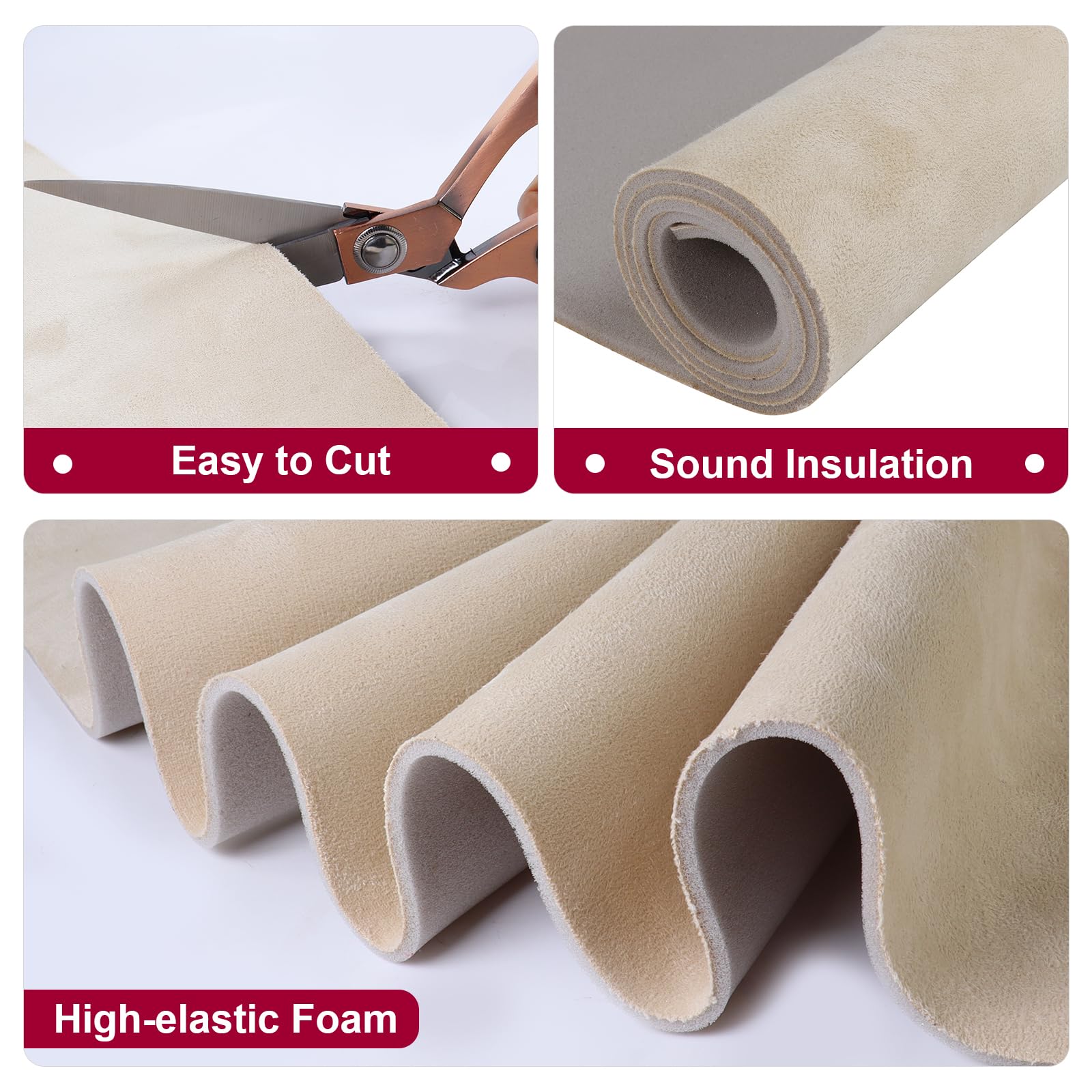 Car Elements Suede Headliner Fabric 60'' W  54'' L With Foam Backing Auto Suede Headliner Material Car Roof Upholstery Fabric Fo