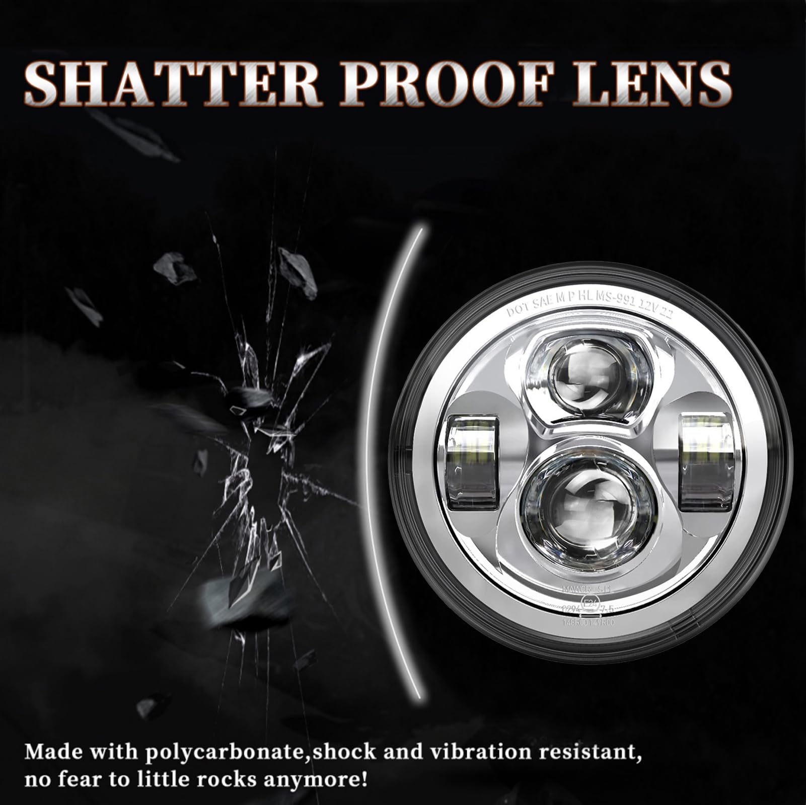 AVOUZ 7 inch Motorcycle LED Headlight DOT Lamp Kit with Mounting Bracket for Harley Davidson Street Glide Heritage Softail Road