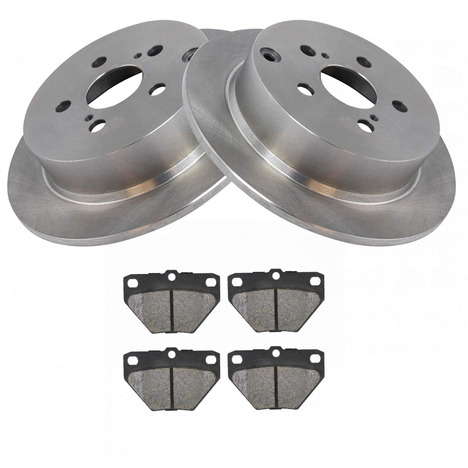TRQ Rear Brake Pad & Rotor Kit Brake Pads Brake Rotor Ceramic Compatible with 2003-2006 Pontiac Vibe 2000-2005 Toyota Celica 200
