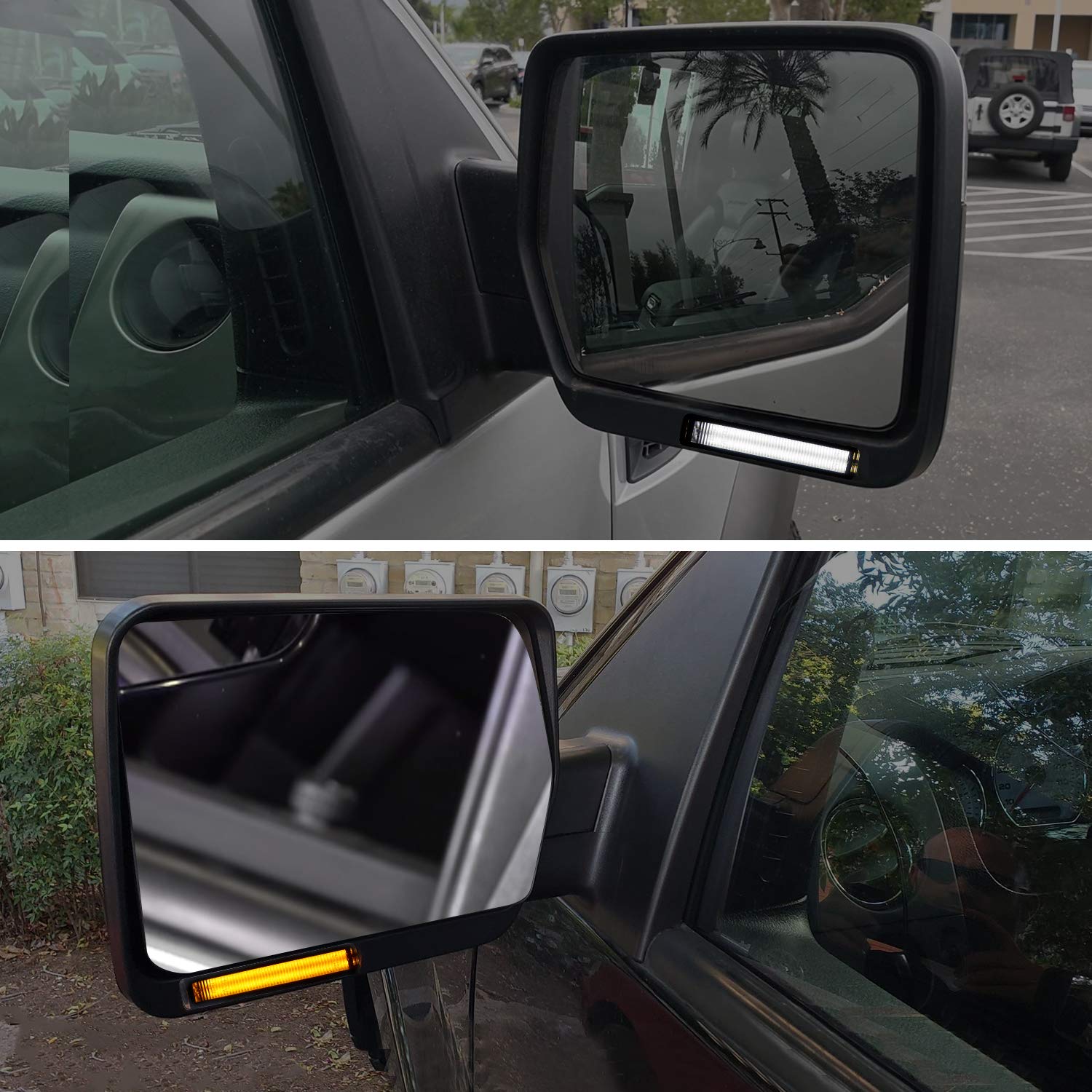 RUXIFEY Sequential Switchback LED Side Mirror Turn Signals - Smoked, Amber & White Compatible with Ford F150, Expedition, Lincoln Mark LT