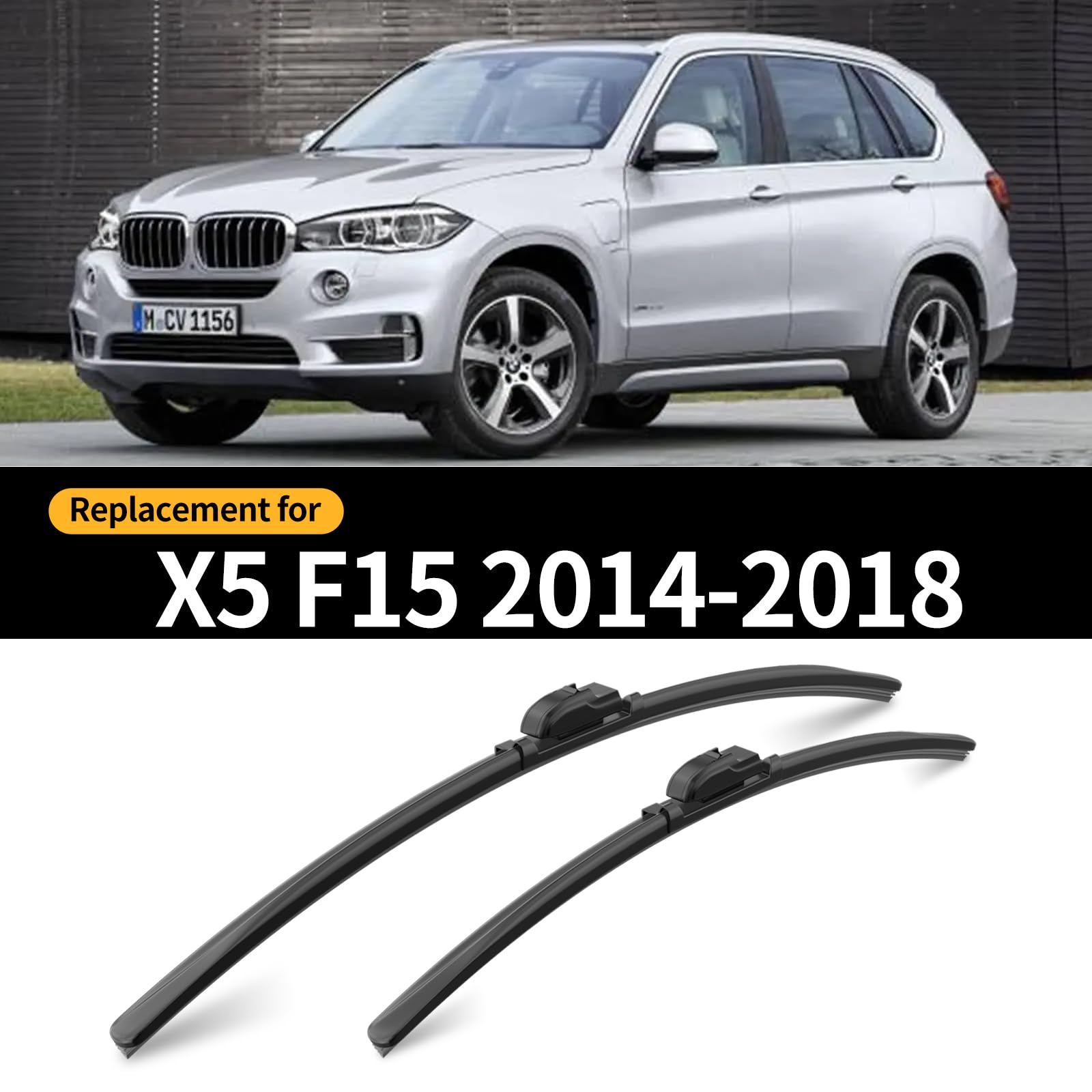 Gardimu Front And Rear Windshield Wiper Blades, 3 Pcs Front And Back Windshield Wipers Blades Replacement For Bmw X5 2014-2018,