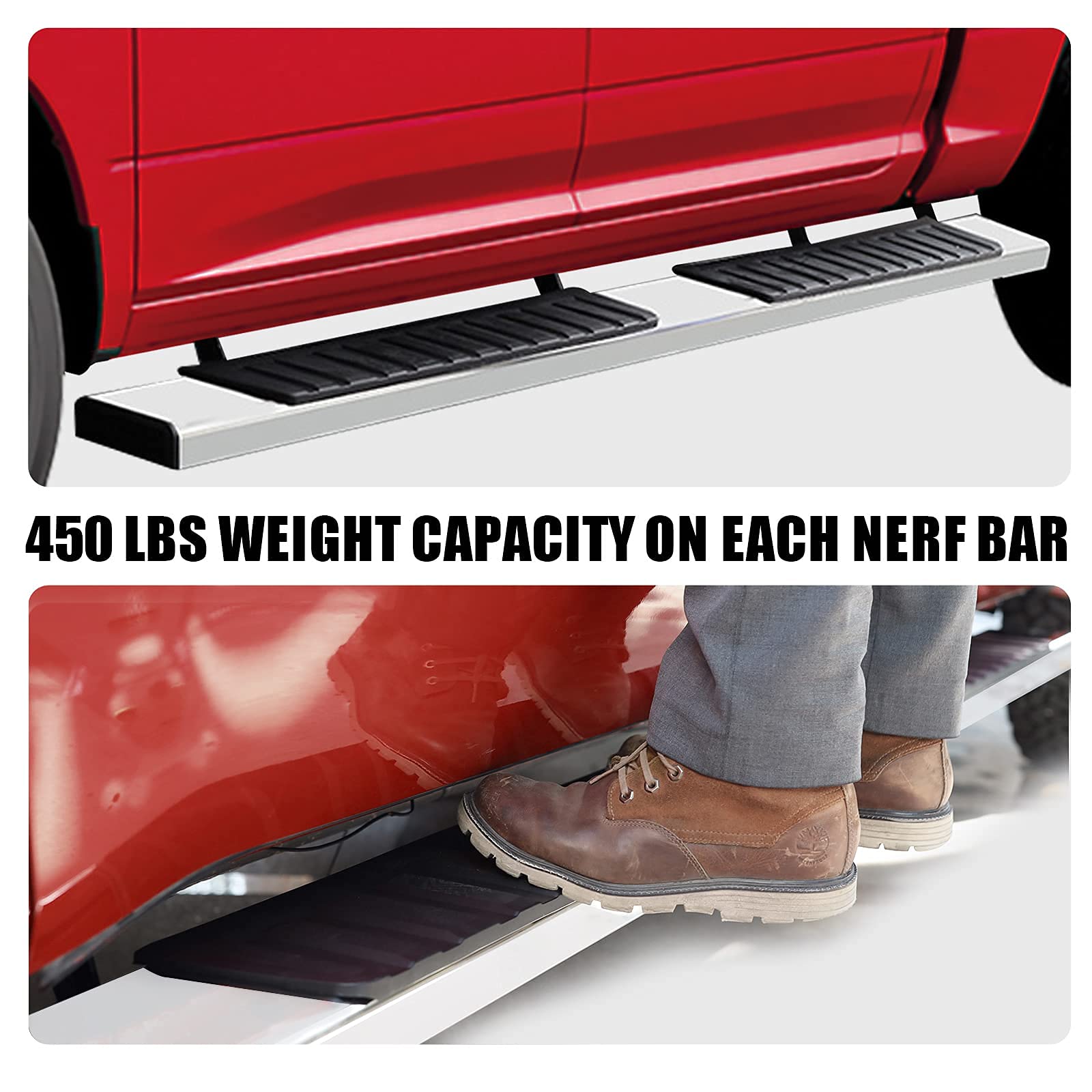 Comnova 6 Inches Running Boards For 2019-2025 Dodge Ram 1500 Crew Cab New Body Style(Exclude Ram Classic), Running Boards & Steps For Dodge Ram Stainless Steel.