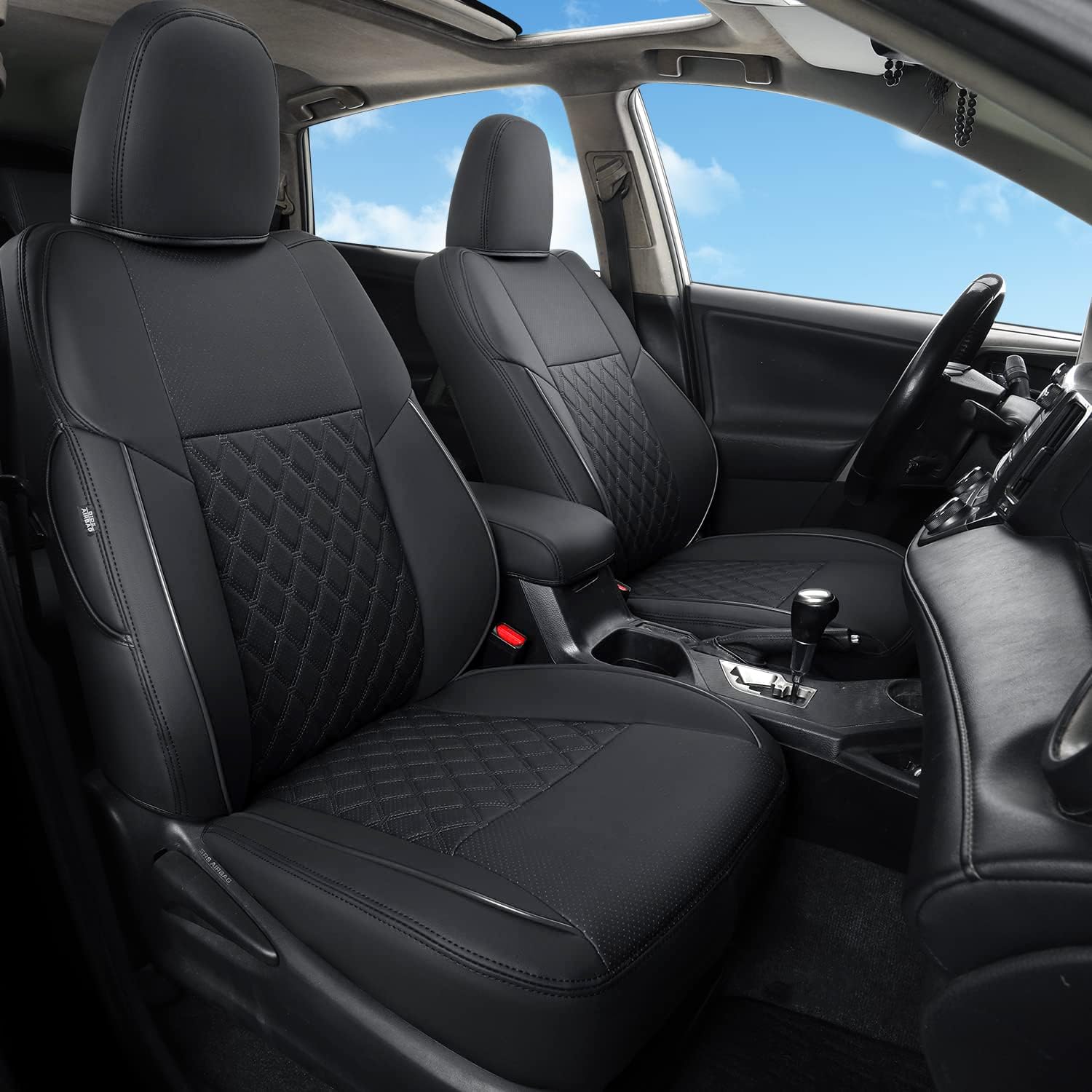 Giant Panda Pu Leather Car Seat Covers Full Set Custom Fit For Toyota Rav4 Limited Xle Se Platinum Adventure 2013 2014 2015 2016