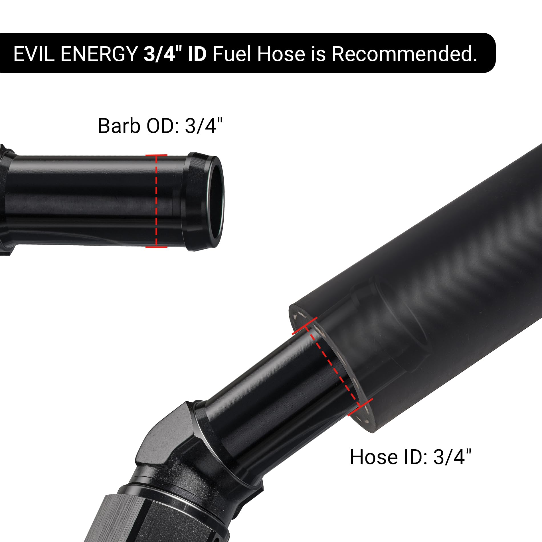 EVIL ENERGY 10AN Female to 3/4" Barb Hose Fitting, 45 Degree Swivel, Aluminum