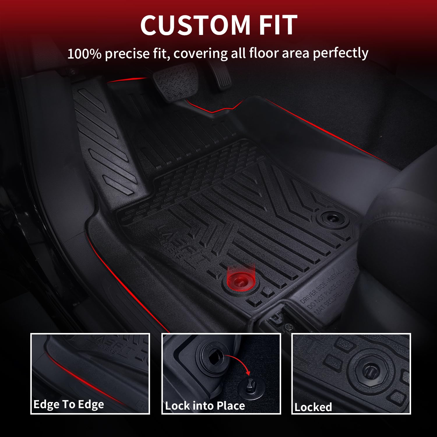 Lasfit Floor Mats For Toyota 4Runner 2013-2024 (Only For 7 Seats) All Weather Custom Fit Floor Liner For Toyota 4 Runner Tpe Mat