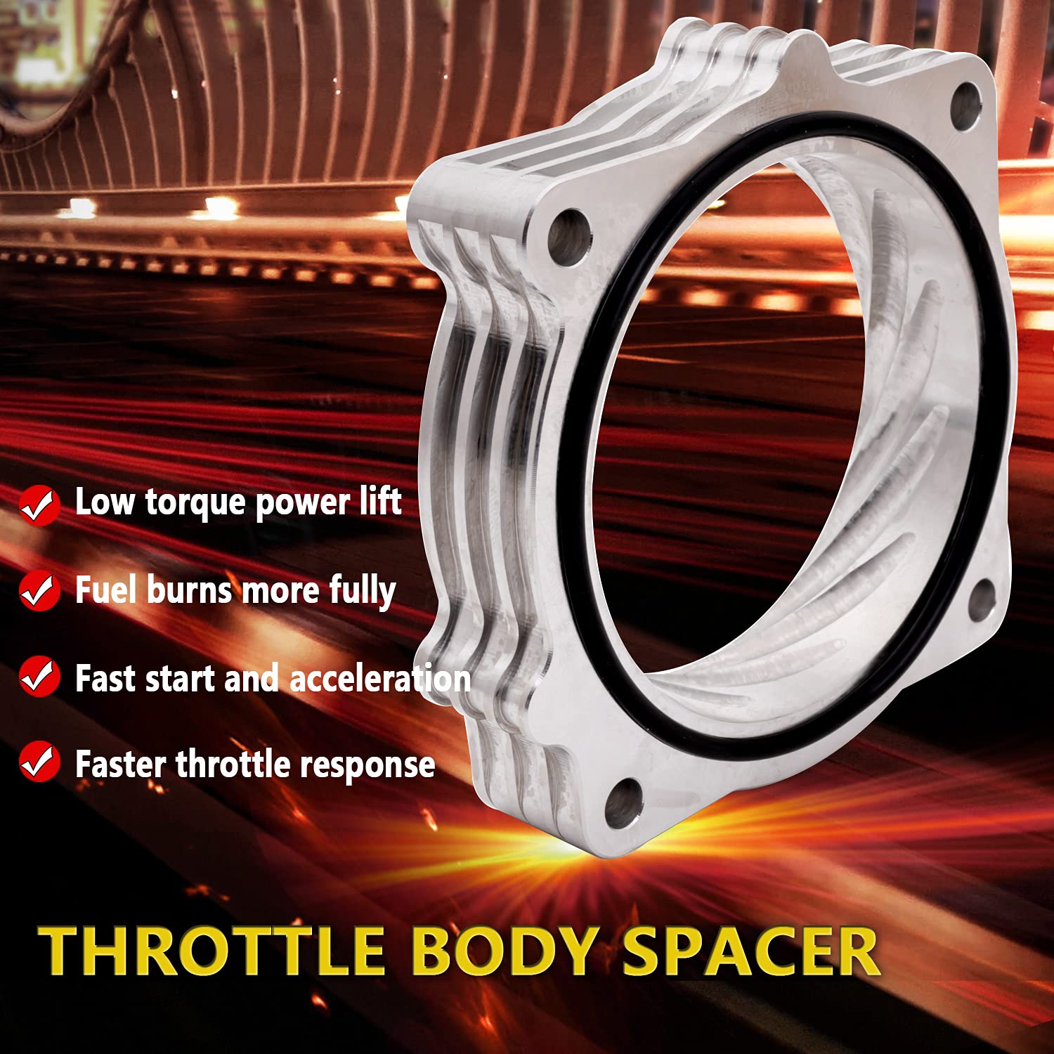 RJSPHH Throttle Body Spacer for 2009-2018 Dodge RAM 1500 2500 3500 5.7L V8 - Silver