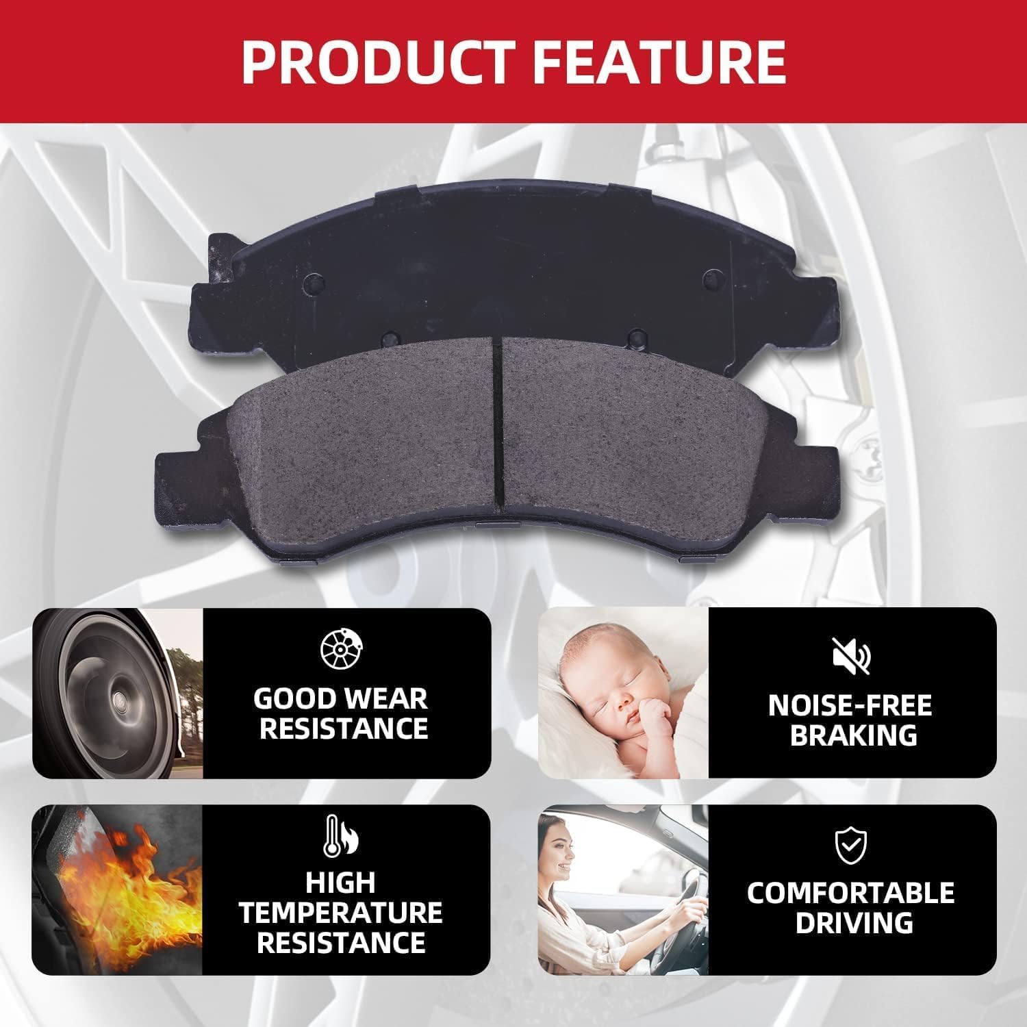 EXPPOWER Front and Rear Brake Pads Set Ceramic Disc Brake Pads Replacement For INFINITI G37 Q50 Q60 M37 Nissan 370Z