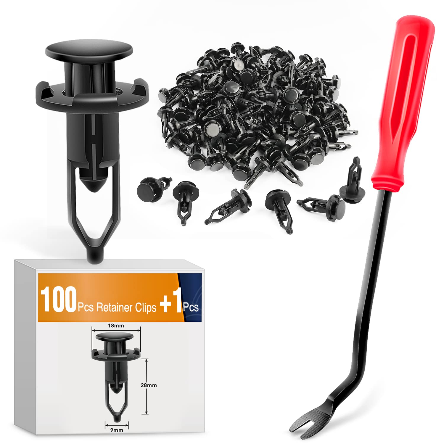 GOOACC 100PCS Nylon Push-Type Automotive Clips Rivet Retainer Fender Bumper Fasteners Clips for Toyota #52161-02020 9mm,1PC Bonu