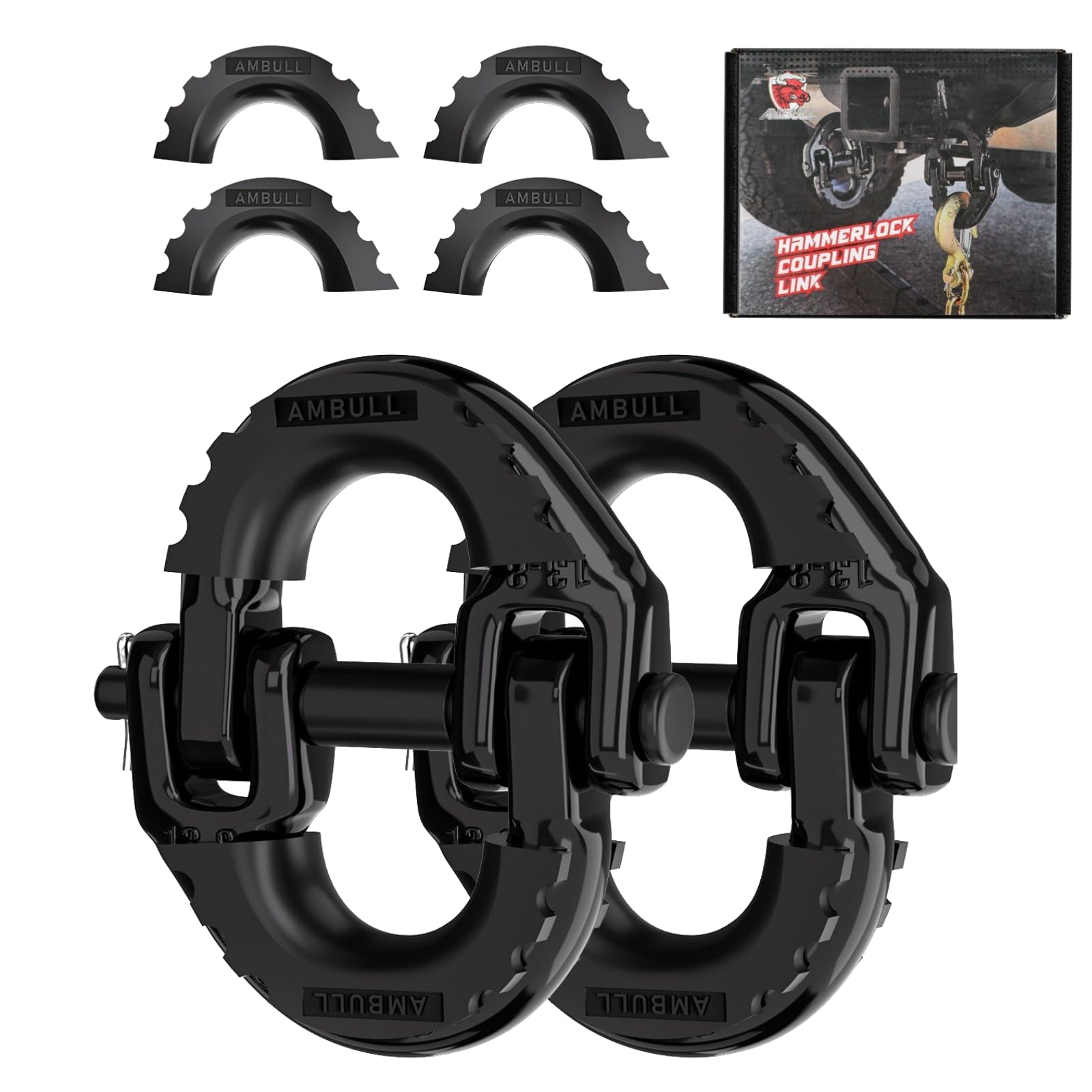 AMBULL 2 Pack 1/2 Safety Chain Connector Link, G80 Tow Hitch Hammerlock Coupling Link, Tow Chain Connector with 12000 lbs Loadin