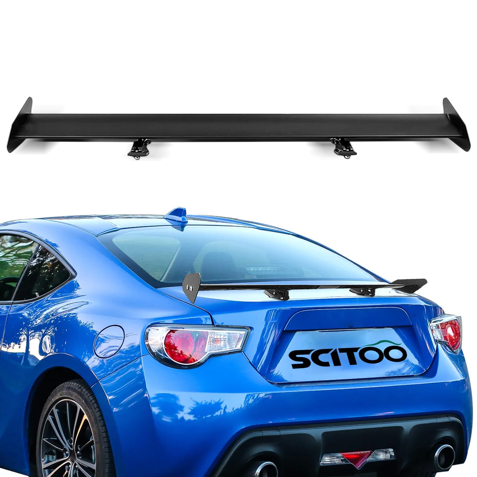 SCITOO Black Aluminum Rear Trunk Spoiler Wing 57 Inch x 7.28 Inch Universal Replacement fit for Ford for Lincoln for Chevy Chrys
