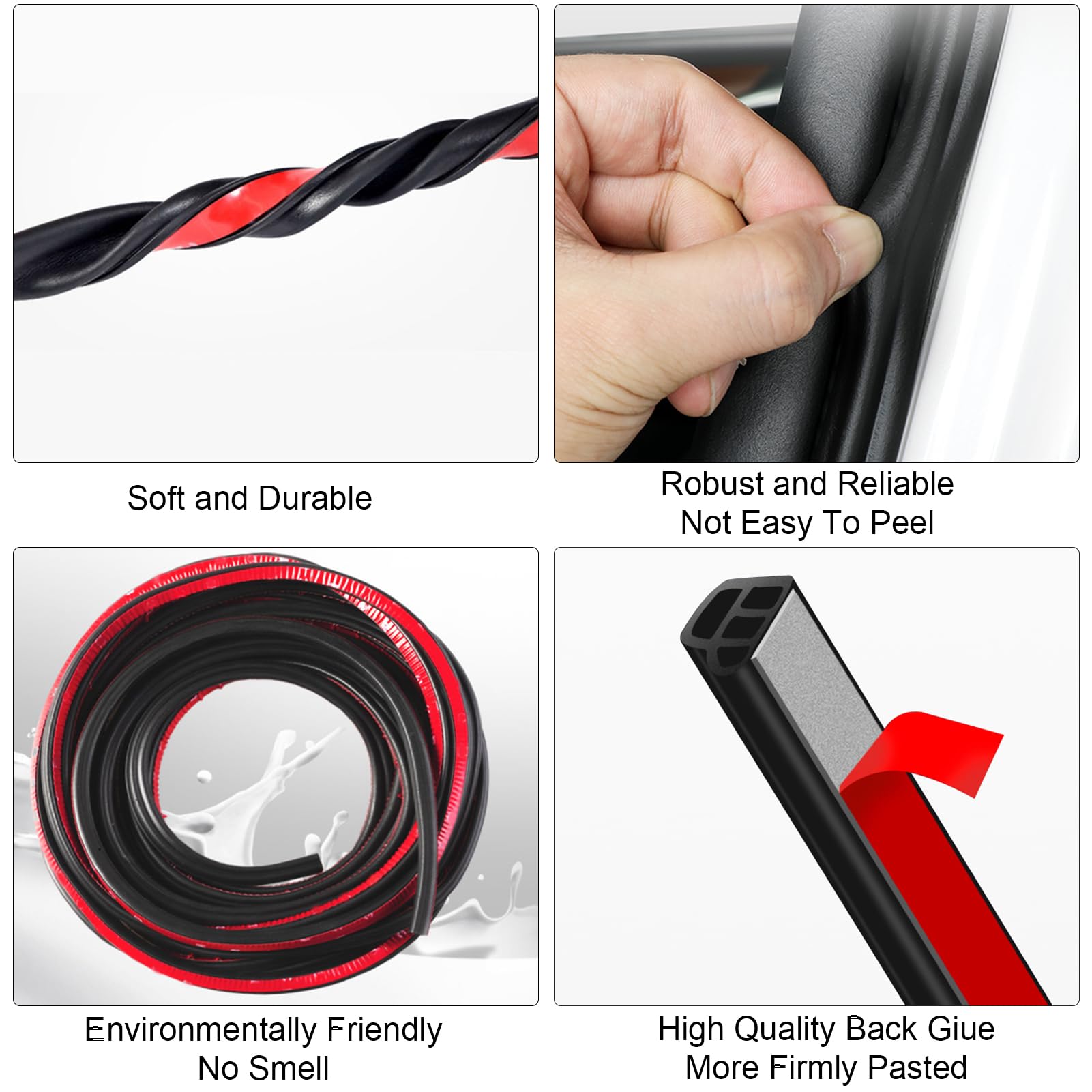 DOTAATDW Car Door Seal Strip, 32.8Ft Self-Adhesive Weather Stripping, Black, EPDM Rubber, Model GYT002