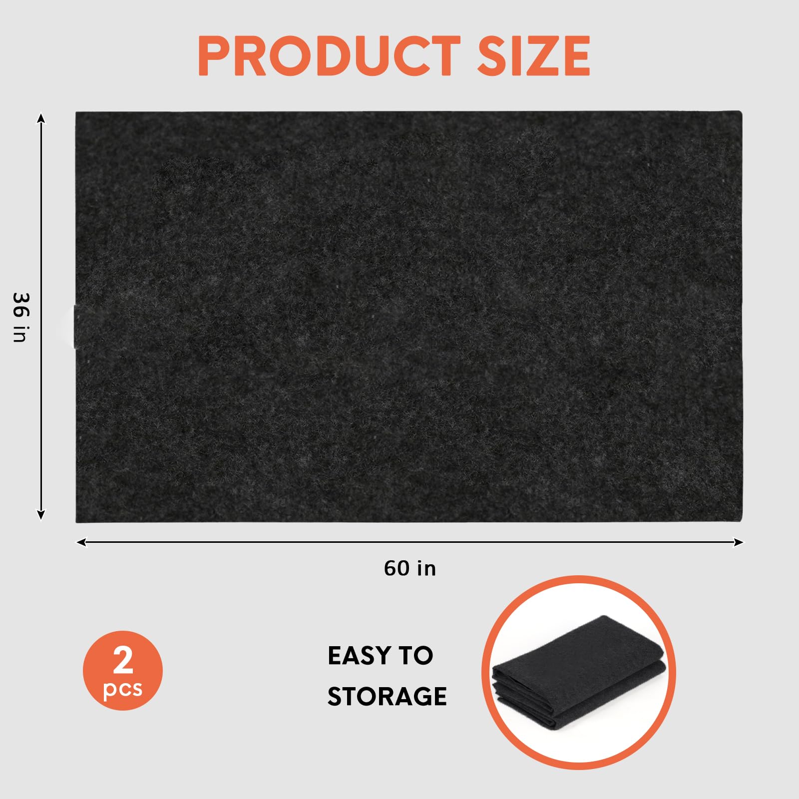 Jeria 2 Pcs 36 X 60 Inch Oil Spill Mat For Under Car Driveway Mats Oil Leaks Absorbent Oil Pad,Rubber Mat Garage Floor,Reusable,