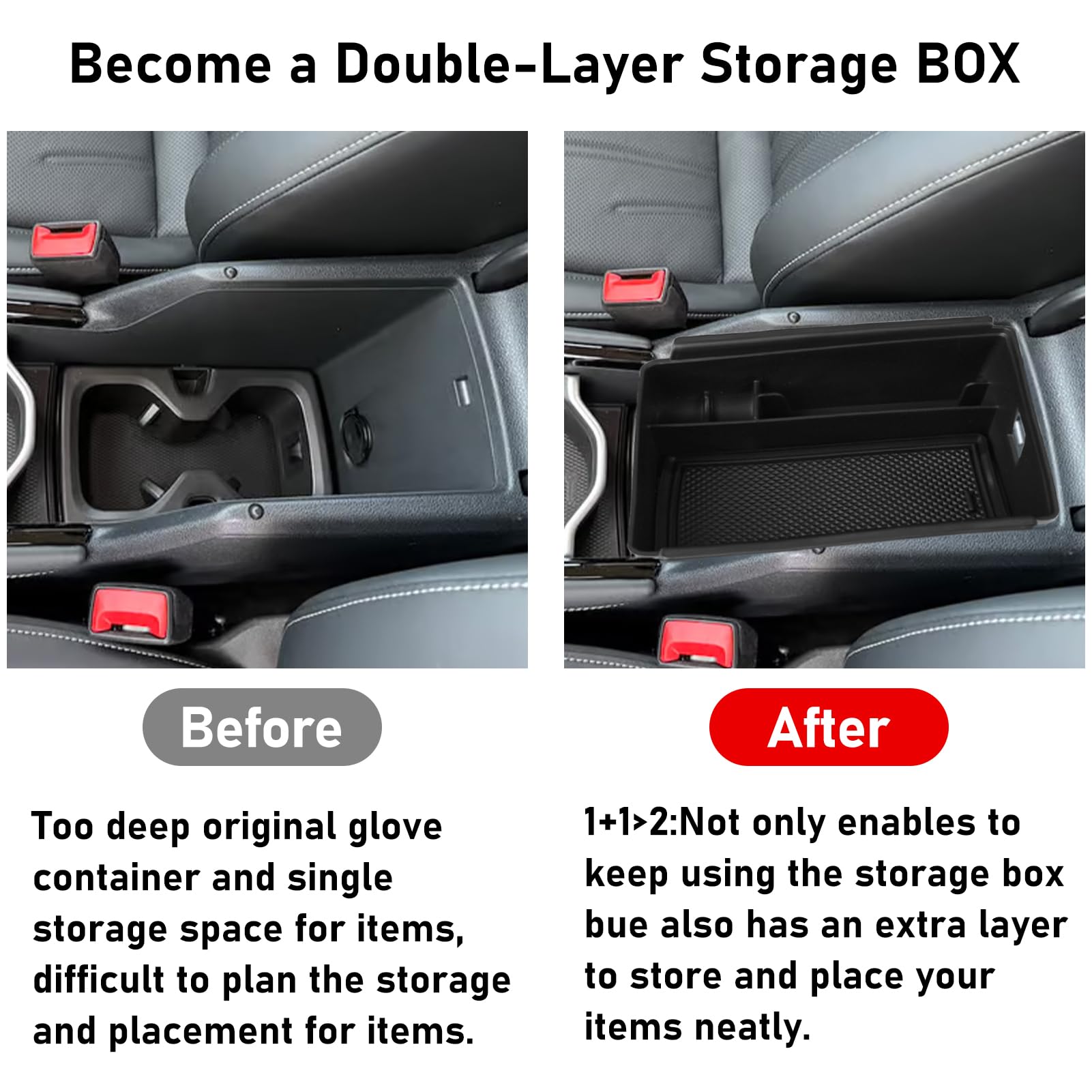 TTCR-II Center Console Organizer for 2025 VW Tiguan - Black Secondary Storage Tray