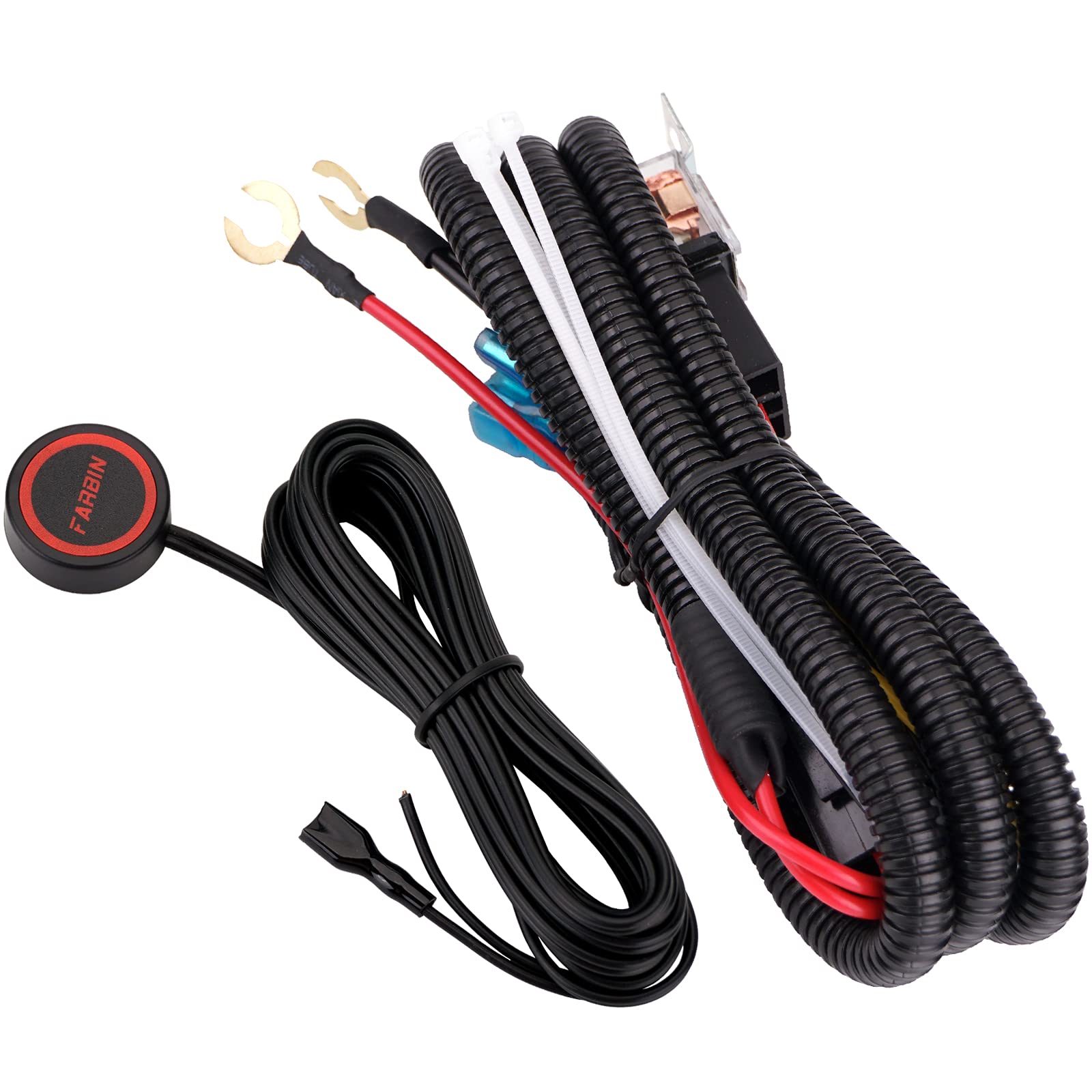 AOLIHAN Horn Button Switch, Waterproof Train Horn Wiring Kit, Relay Wiring Harness Kit for Truck Car Boat SUV ATV UTE (Flat Butt