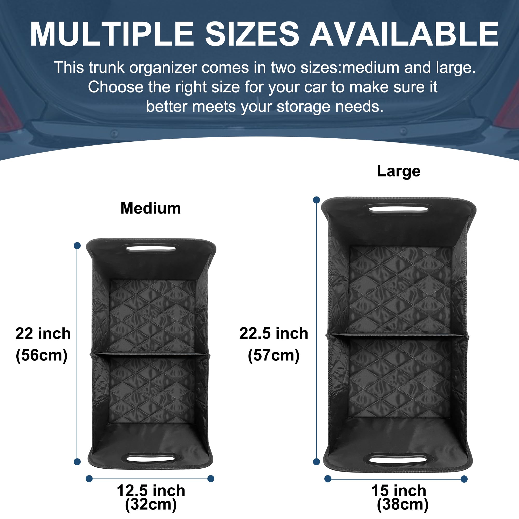 Deosk Trunk Organizer for Car, Collapsible Car Organziers and Storage with 6 Pockets, 50L Multi-Compartment Car Trunk Organzier,