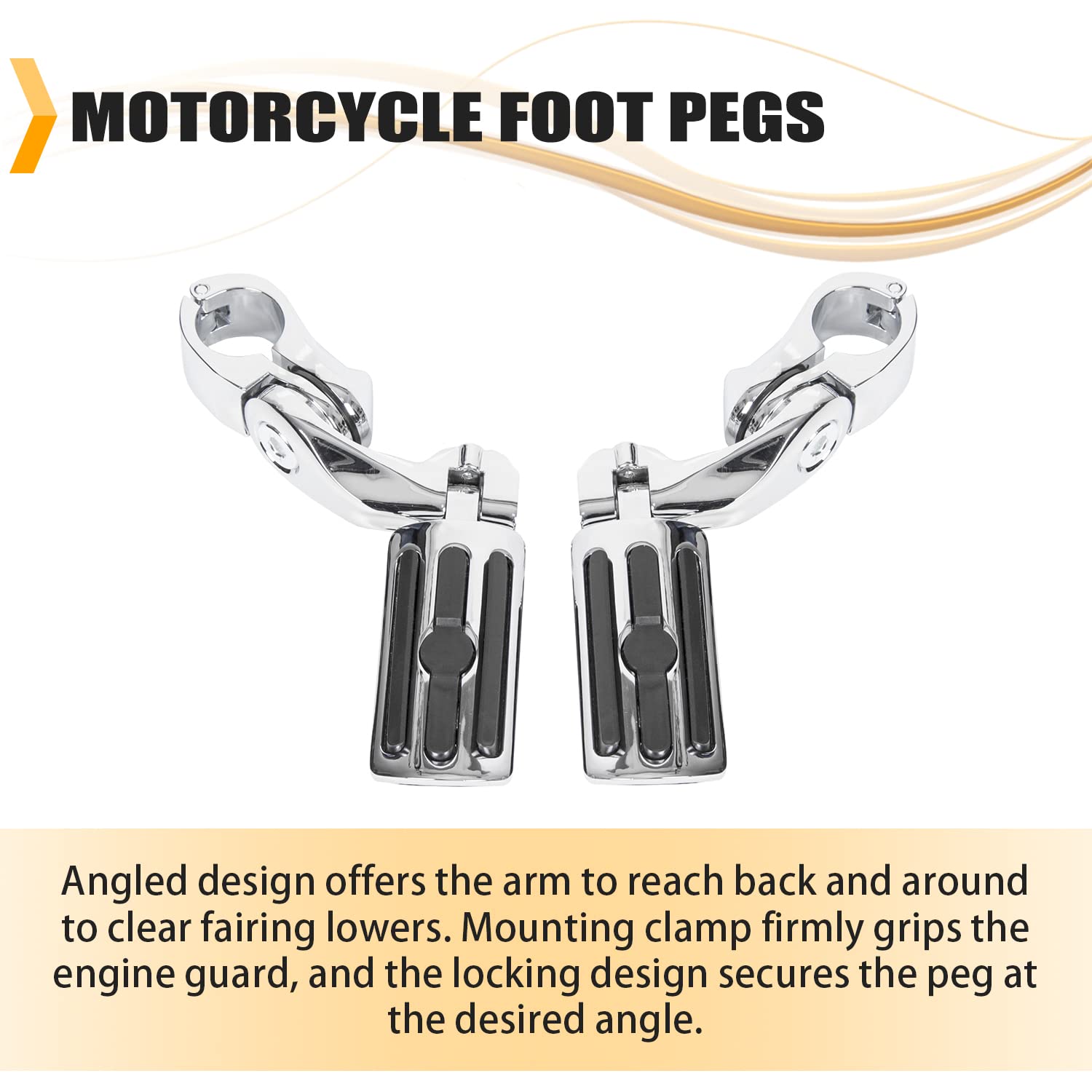 Ecotric 1.25'' Motorcycle Highway Footpegs Foot Pegs W/Quick Clamps Compatible With Harley Davidson Touring Road King Street Gli