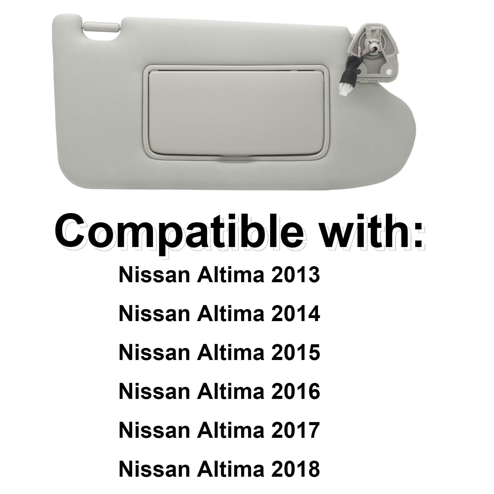 Passenger Right Side Sun Visor Replacement Compatible With Nissan Altima 2013 2014 2015 2016 2017 2018 With Light Switch 96401-3