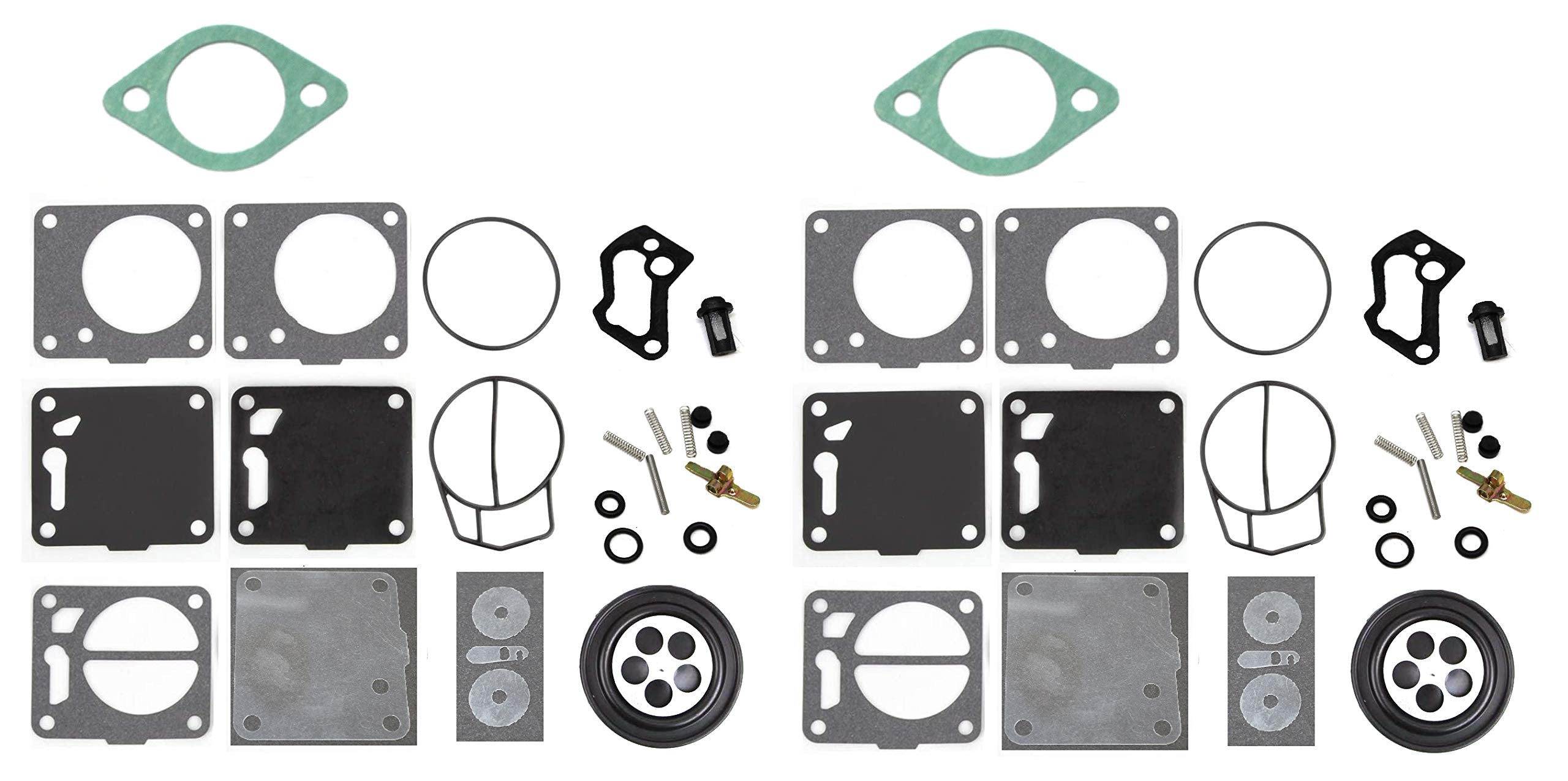 Aftermarket Dual Carb Rebuild Kit with Base Gaskets 007-494 Compatible with Sea-Doo / Polaris 3240128 / Kawasaki 11060-3786 650 