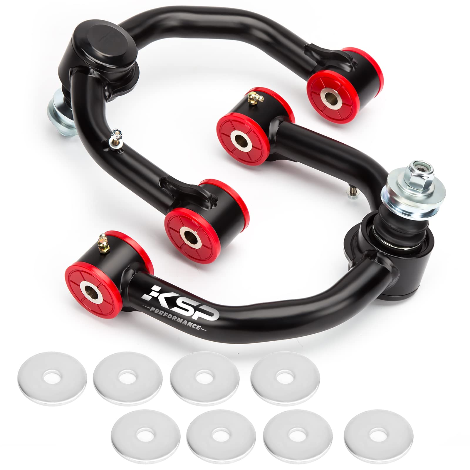 Ksp Front Upper Control Arms For Toyota Tacoma 4Runner N180 Prerunner, 2-4 Adjustable Tubular A-Arm Replacement Factory/Stock Suspension Arms After 2-4 Inches Lift, 2 Pcs Black