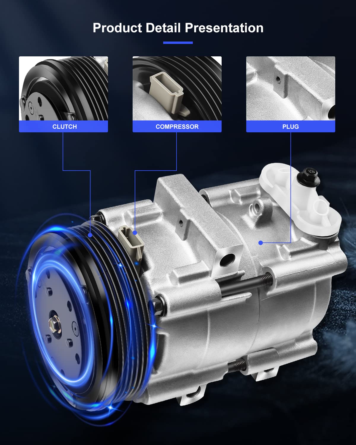 Eccpp Ac Compressor 2002-2007 For Ford For F-150 For F-250 For F-350 For F-550 Super Duty F53 Ac Compressor With Clutch