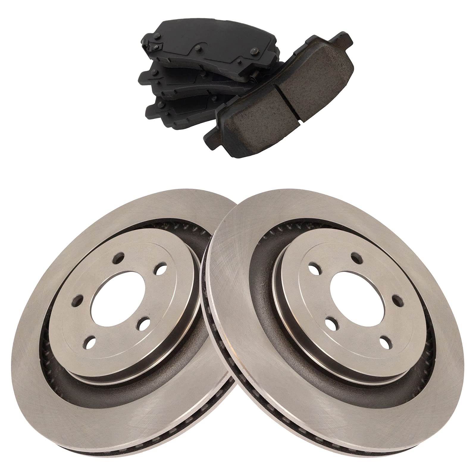 TRQ Rear Brake Pad & Rotor Kit Brake Pads Brake Rotor Ceramic Compatible with 2015-2021 Ford Mustang