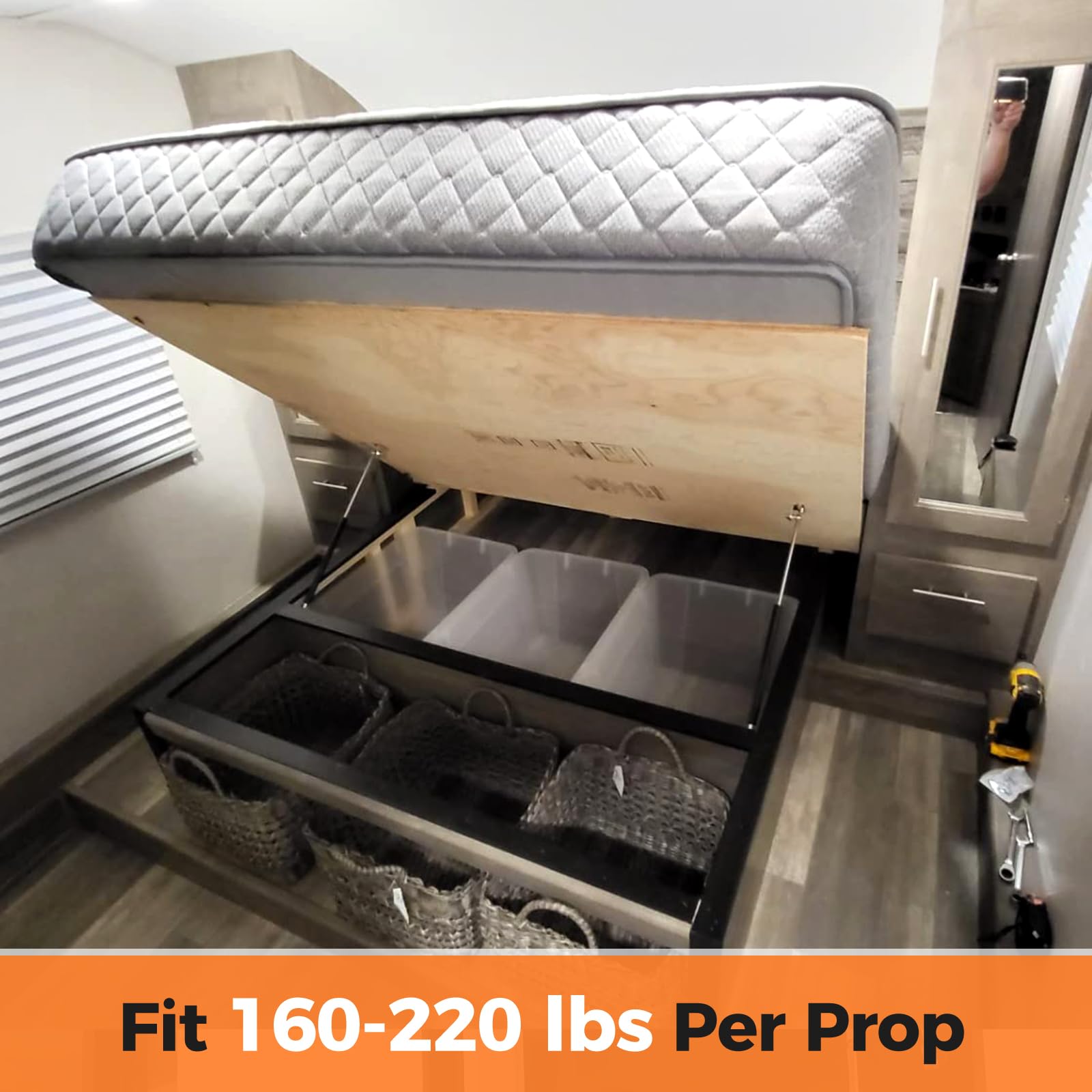 Pamagoo 25 Inch 200 Lbs Gas Strut Shocks, 890 N Gas Spring With L-Type Mounts For Heavy Duty Lid Cover Rv Murphy Bed Basement Fl