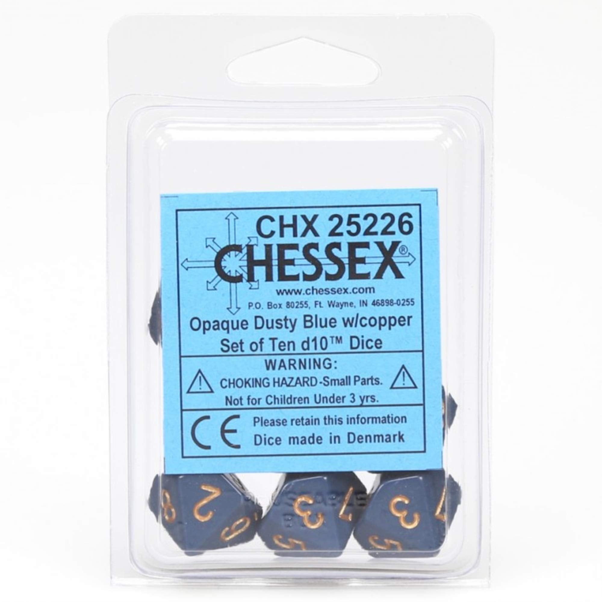 Chessex Manufacturing 25226 Opaque Dusty Blue With Copper - Ten Sided Die D10