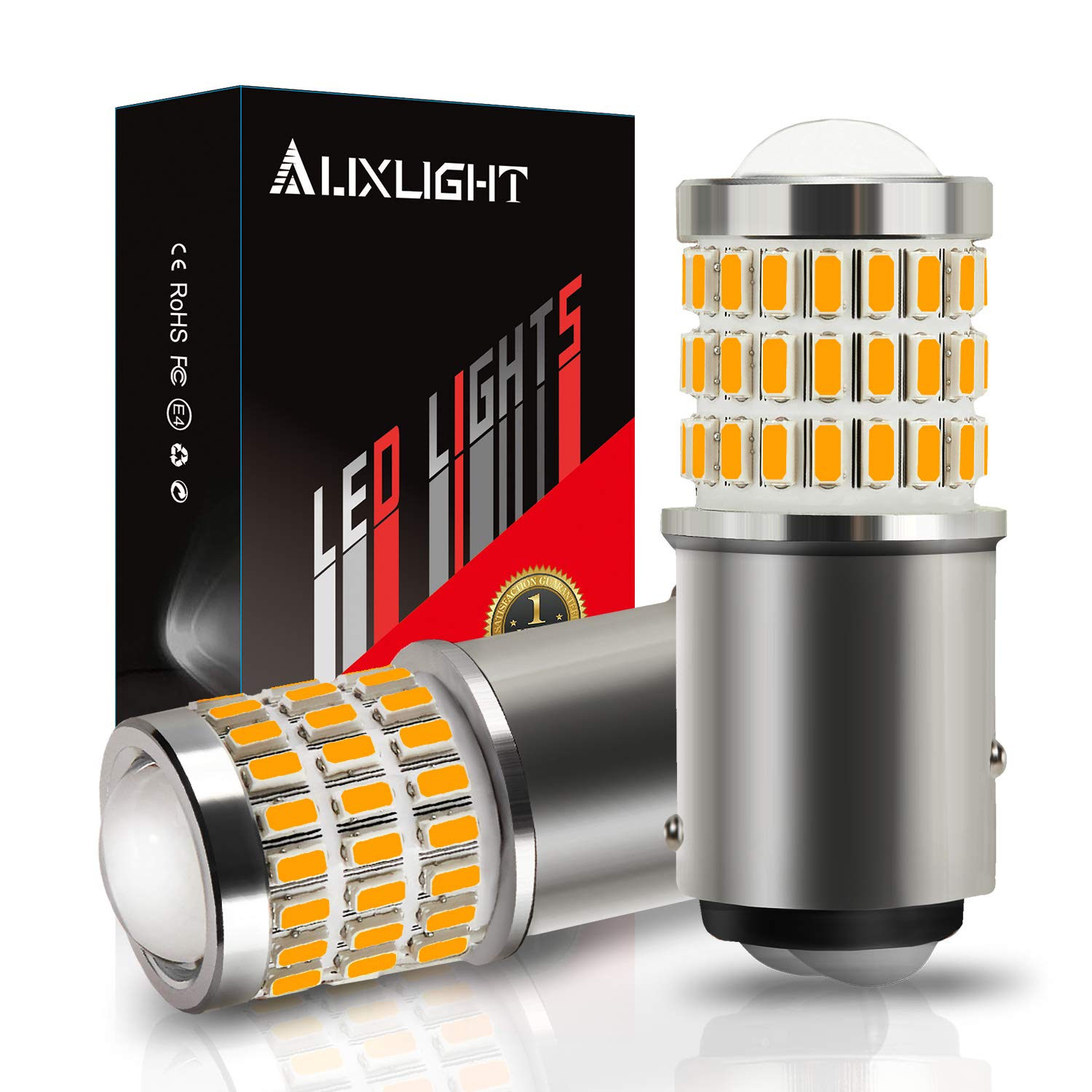 Auxlight 2057 1157 2357 7528 2057A 1157A 2357A Led Bulbs Amber Yellow, Ultra Bright 57-Smd Led Replacement For Blinker Lights, Turn Signal/Parking Or Running Lights, Brake/Tail Lights (Pack Of 2)