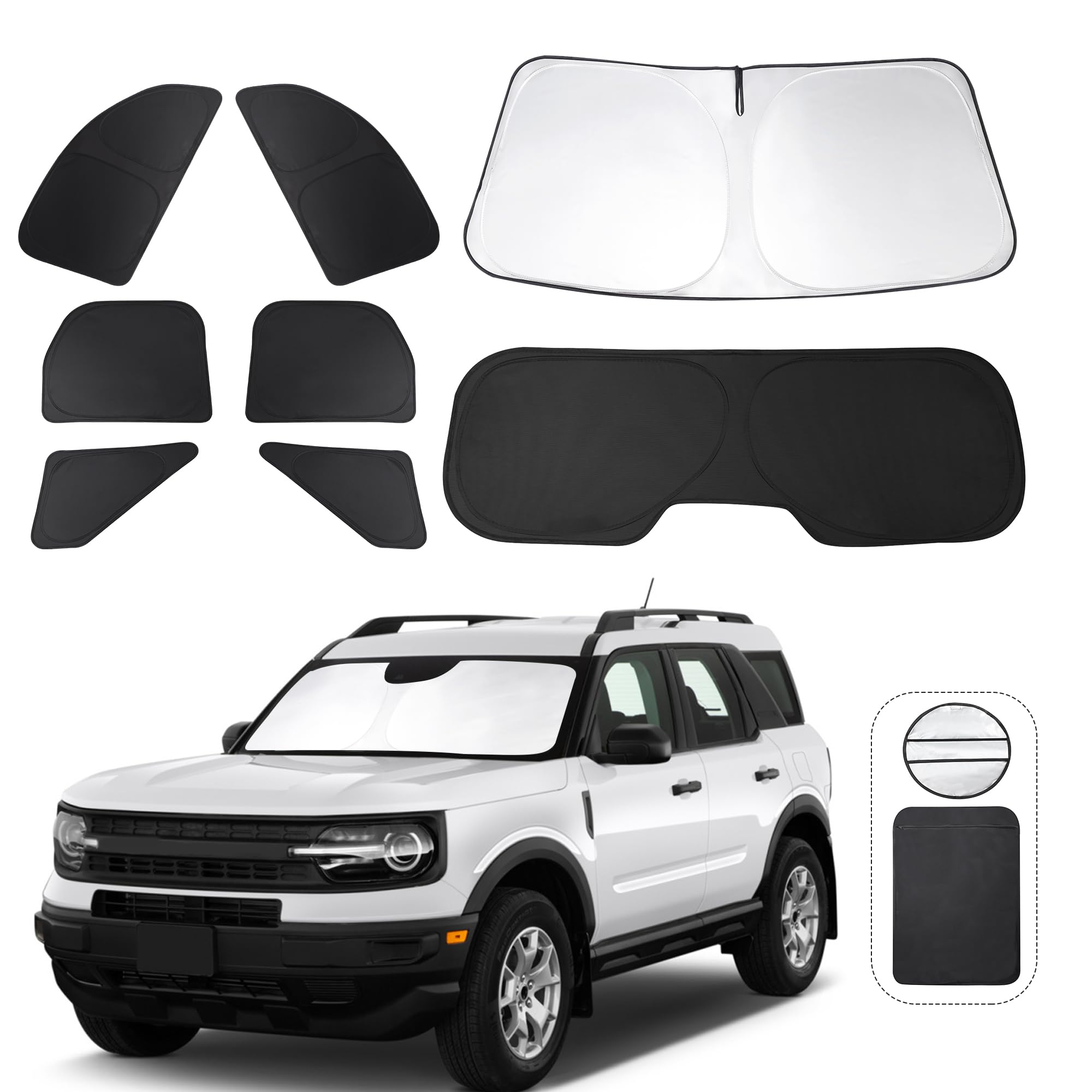 Tinglu Window Shades For Ford Bronco Sport 2021-2024 2025 Accessorie Car Side Full Windows Rear Triangular Windshield Sun Shade