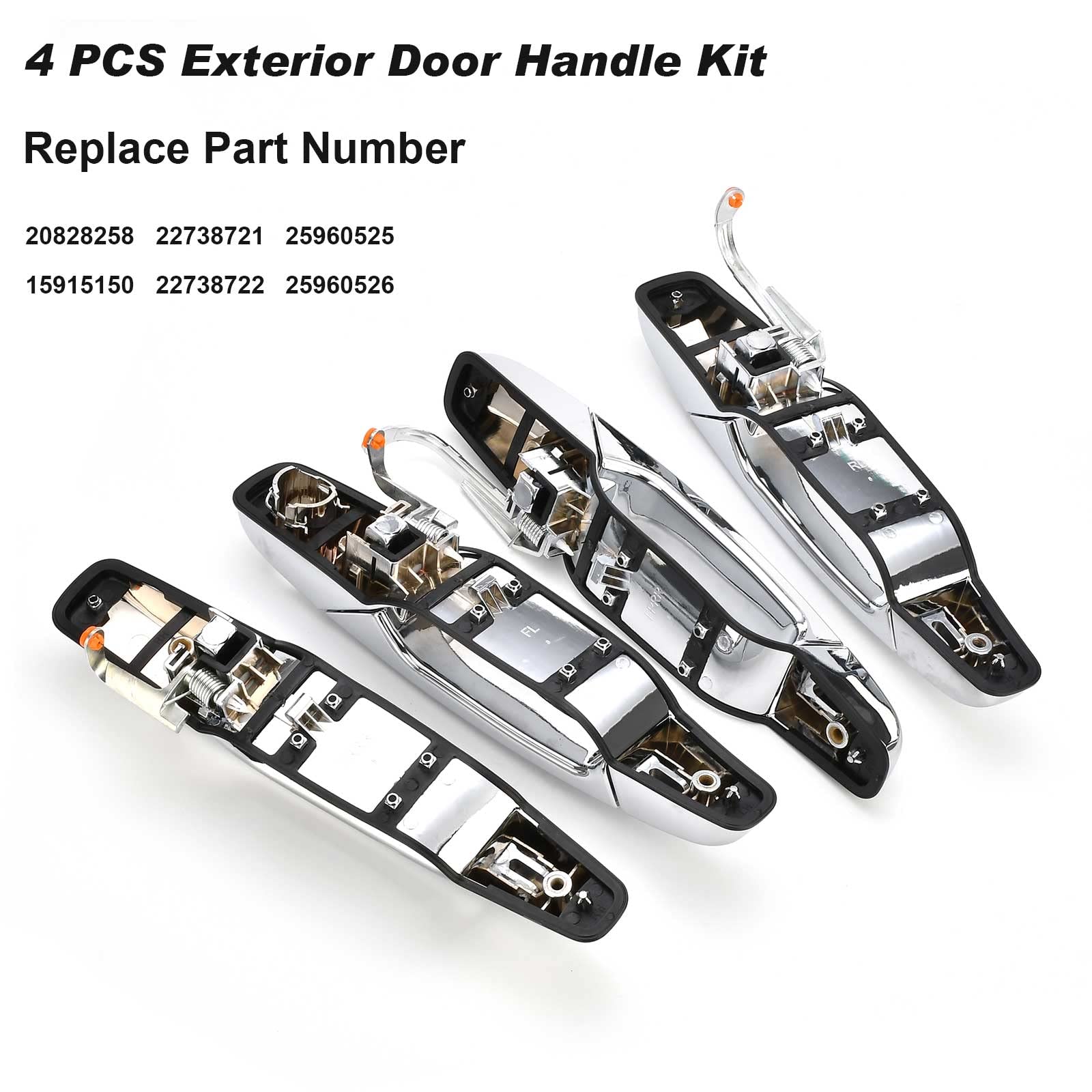 Nakuuly Exterior Chrome Door Handle 4 Pcs Front Rear Driver & Passenger Compatible With 2007-2014 Cadillac Escalade Chevy Avalan