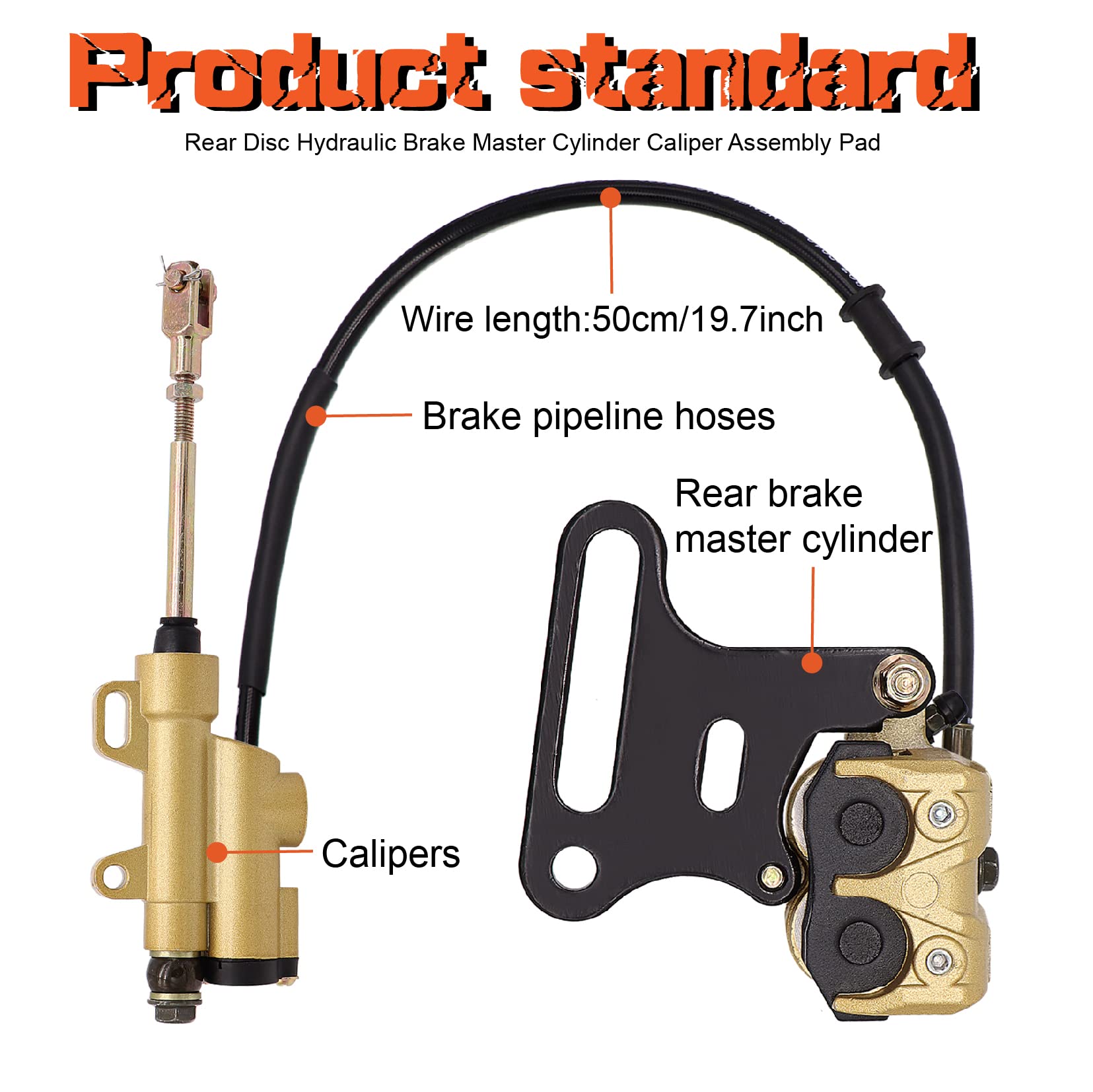 Rear Disc Hydraulic Brake Master Cylinder Caliper works with 70cc-150cc SSR apollo Taotao Coolster Roketa SDG 107 Pitster Pro At