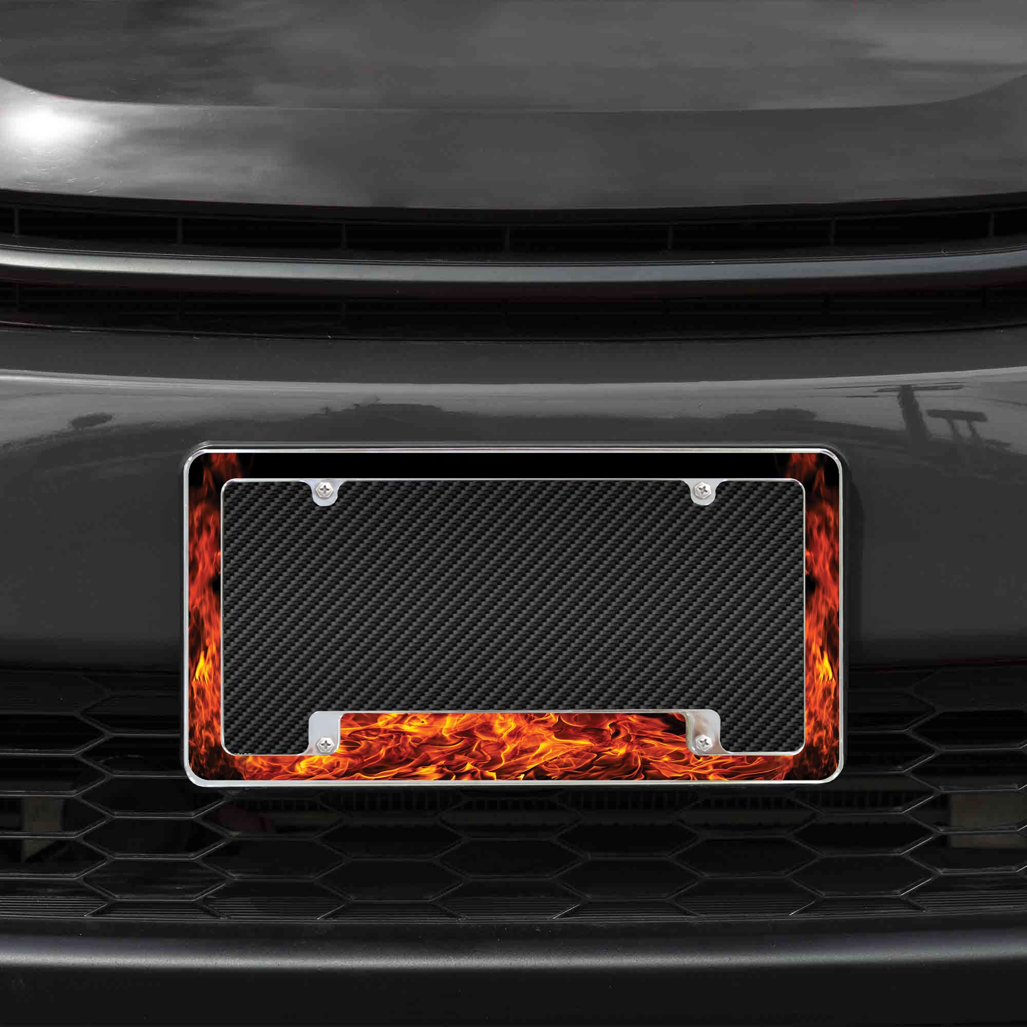 Rico Industries Fire All Over Automotive License Plate Frame for Car/Truck/SUV (12 x 6)