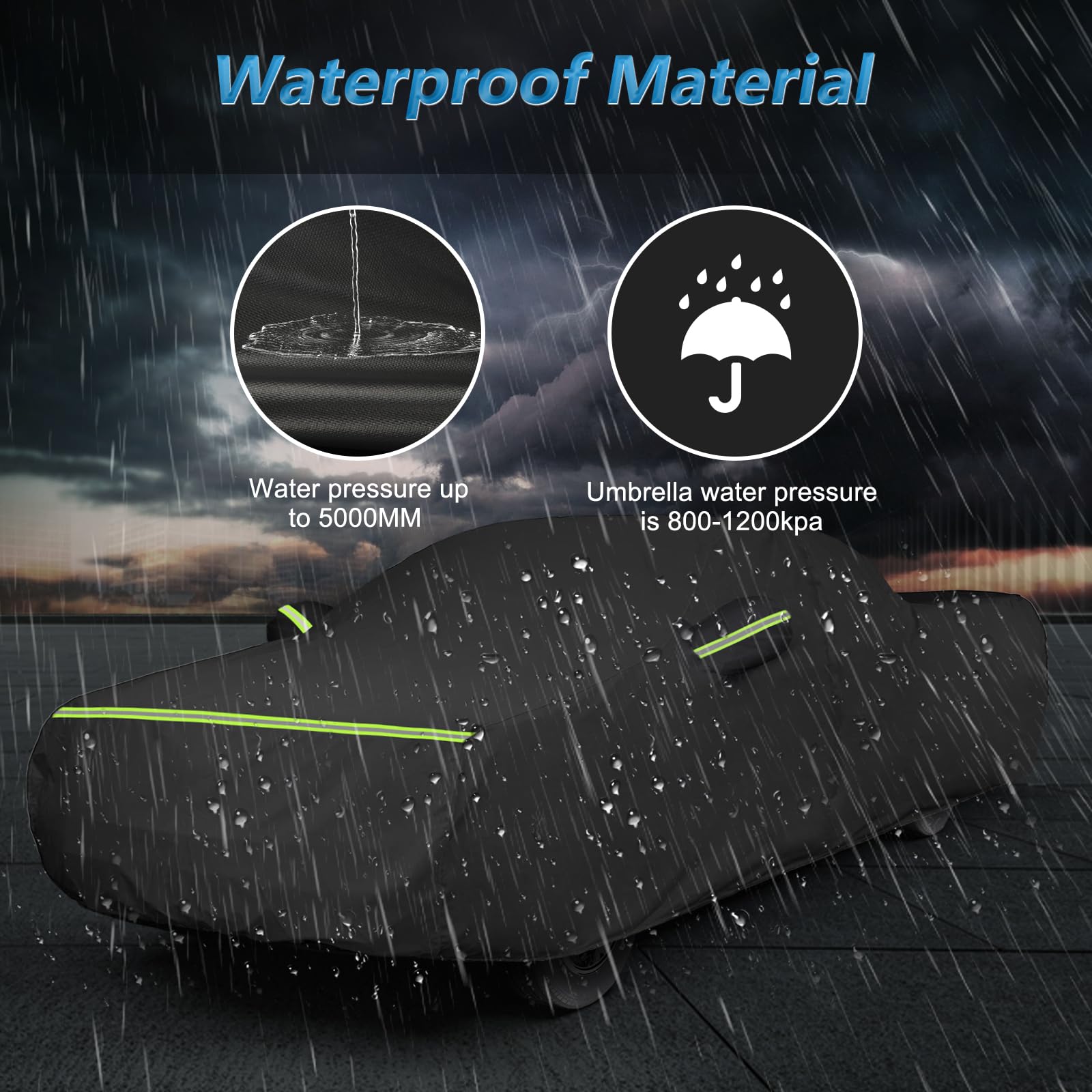 BIGACOVER Waterproof Car Cover for Chevrolet El Camino 1964-1967/1978-1987, 420D Oxford Cloth, Black, with Driver Side Zipper