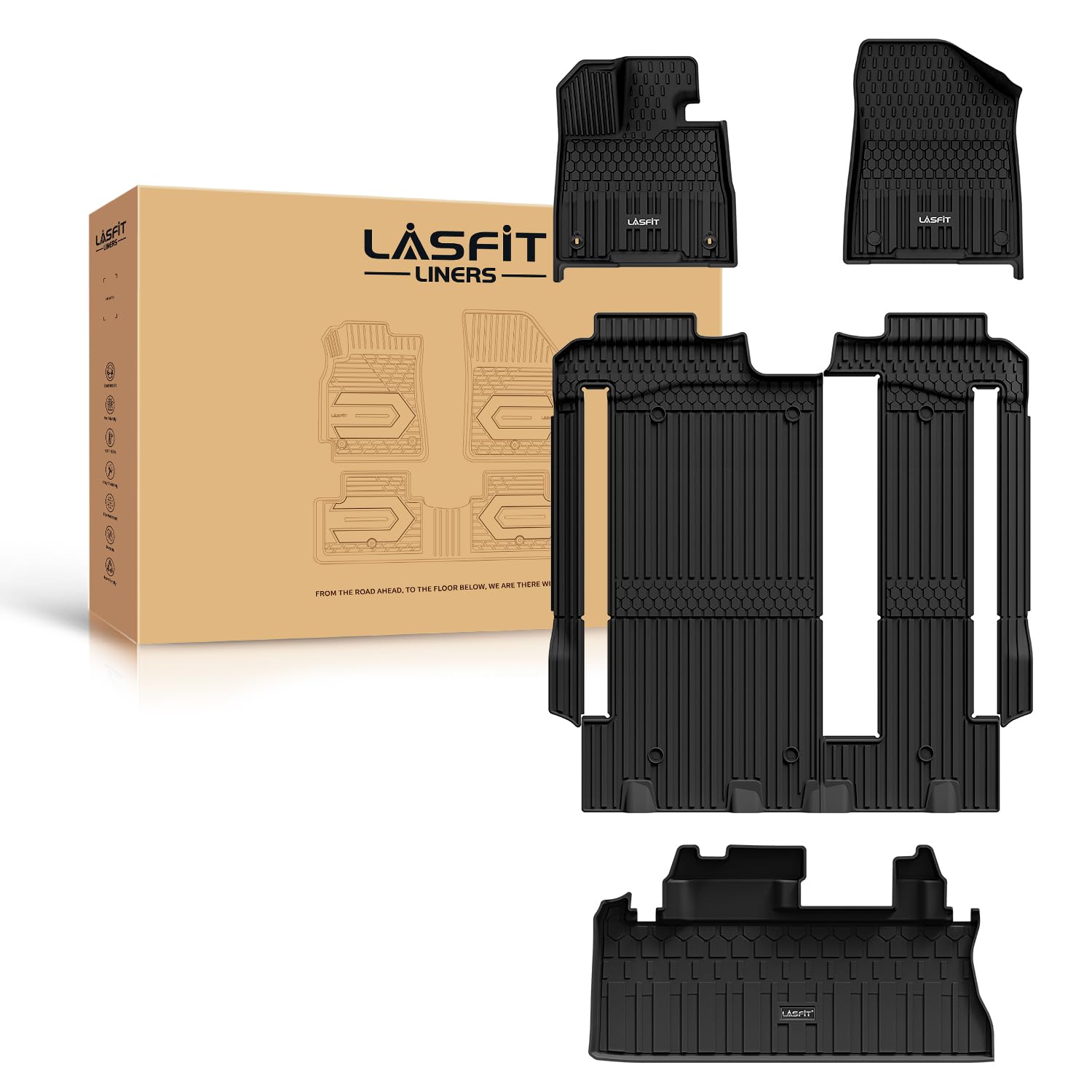 Lasfit Floor Mats&Trunk Mat For Toyota Sienna 8 Seats 2021-2024 2025 All Weather Tpe Custom Fit Floor Liner For Sienna Le/Xle/Xs
