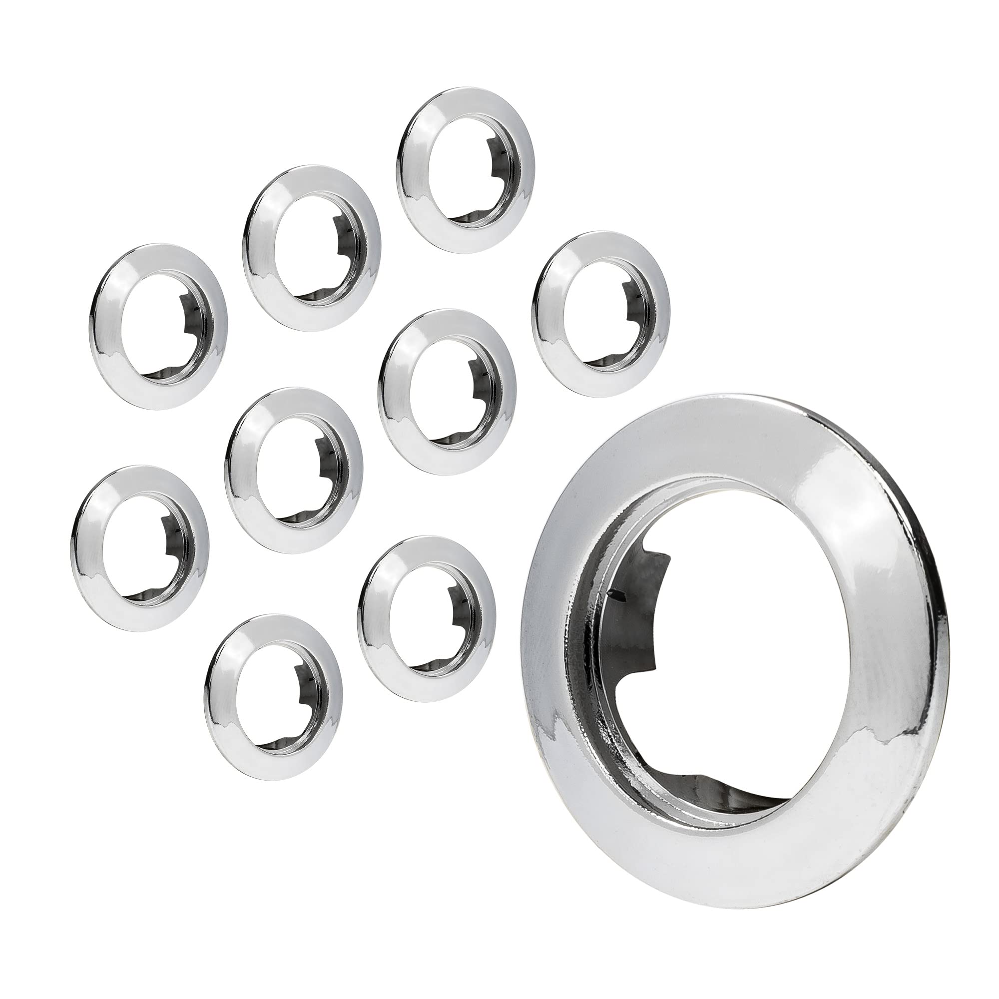 TRUE MODS 10pc 3/4 inch Round Marker Light Chrome Bezel [Compatible Model: SIL1010 and SIL1013] [Snap-On Install] for Truck Trai