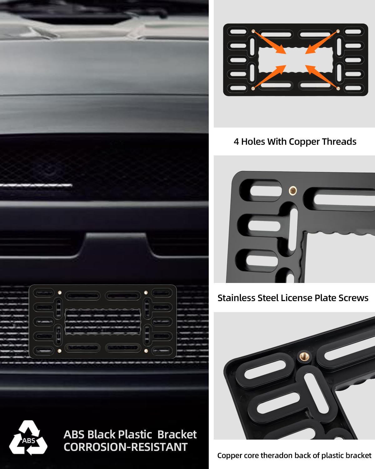 Xclpf Front License Plate Bracket,No Drill License Plate Holder,License Plate Mounting Kit,Universal Bumper Car Frame Mount Adap