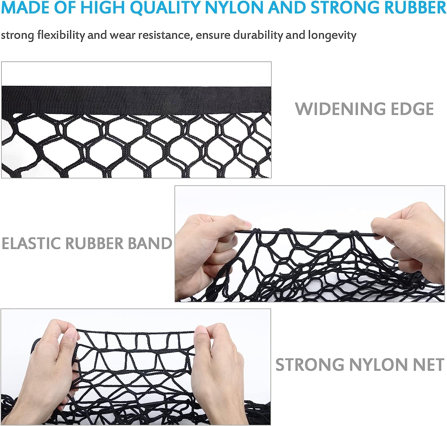 MICTUNING 2-Layer Heavy Duty Cargo Net, 43x23 Inch, Black, Rubber, Model MIC-CN-462 for SUV Truck Bed Storage