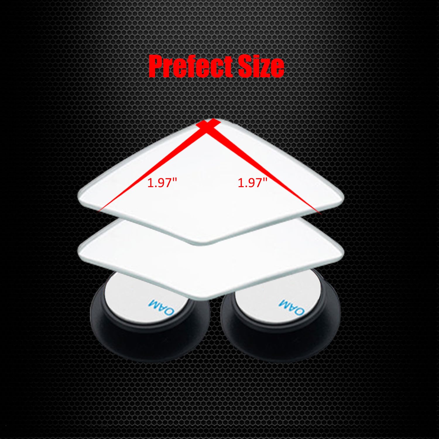 Ampper Rhombus Shaped Blind Spot Mirror, Hd Glass Frameless Convex Wide Angle Rearview Blindspot Car Mirror For Car Suv And Truc