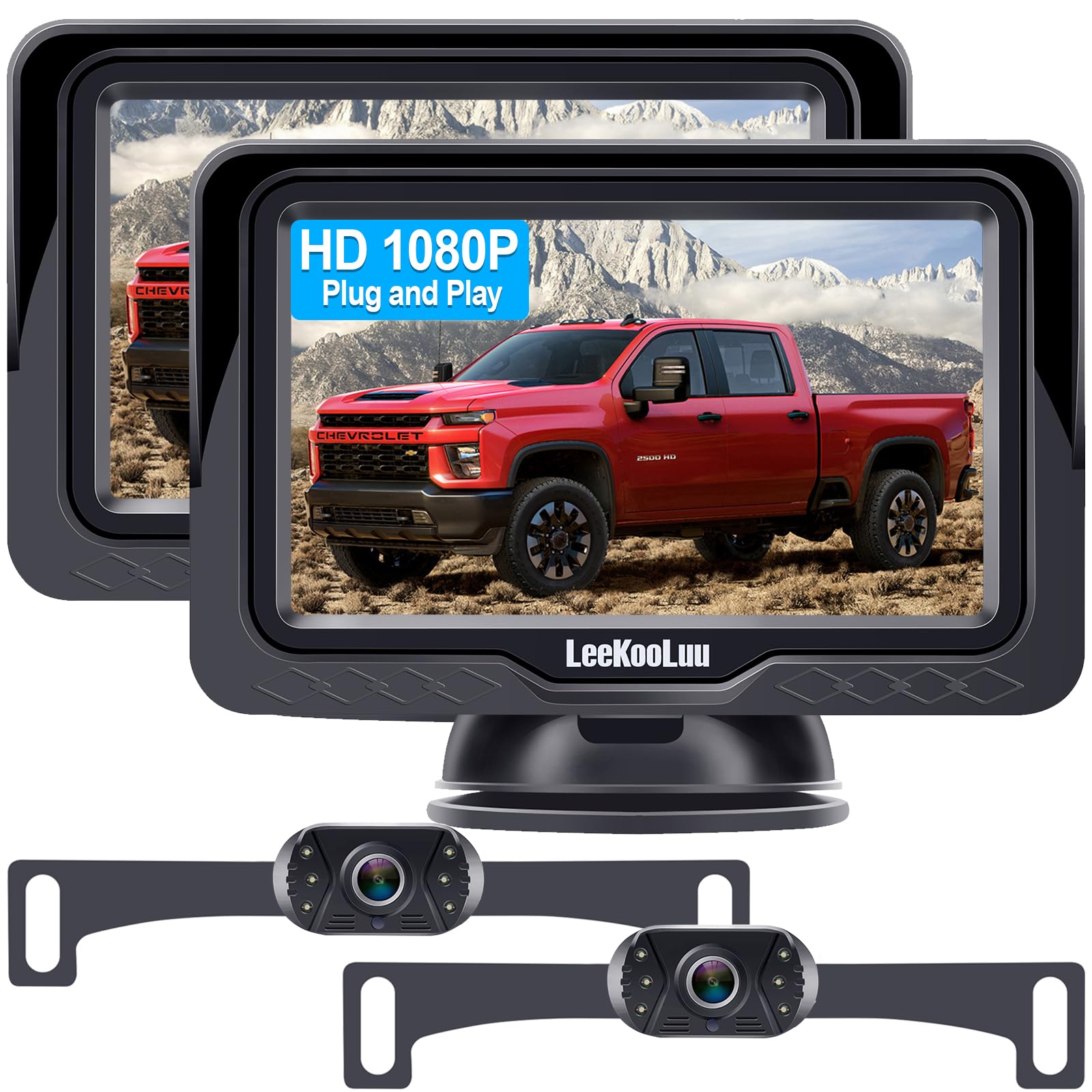 Backup Camera Ease Install For 2 Cars - 2-Pack, Plug & Play, Hd 1080P Rear View Camera Kit, Waterproof, Night Vision For Car, Tr