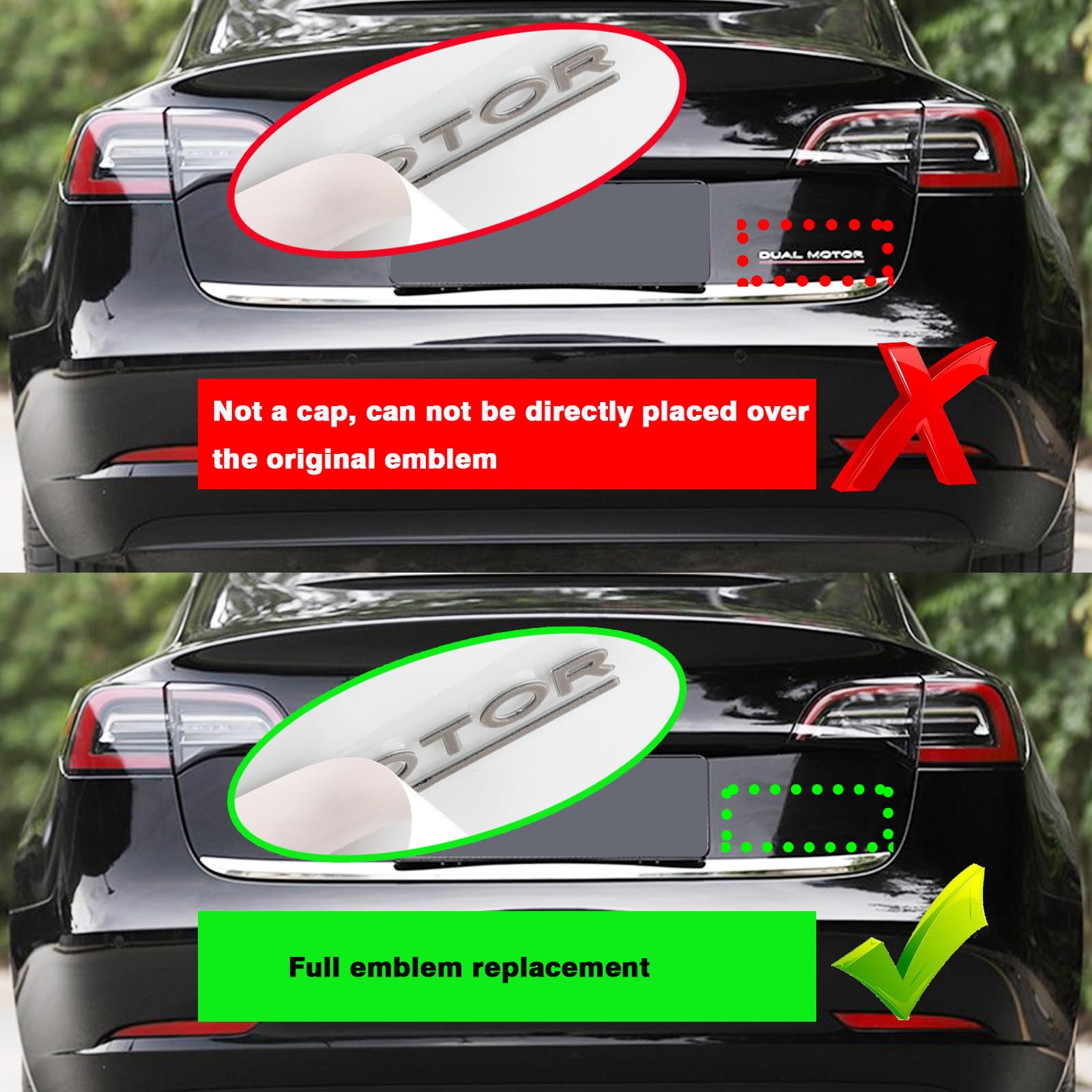 Yhcdsea Dual Motor Badge Emblem Sticker Plaid Decor Compatible For Model 3 Y X S Accessories (Glossy Black-Red Line)