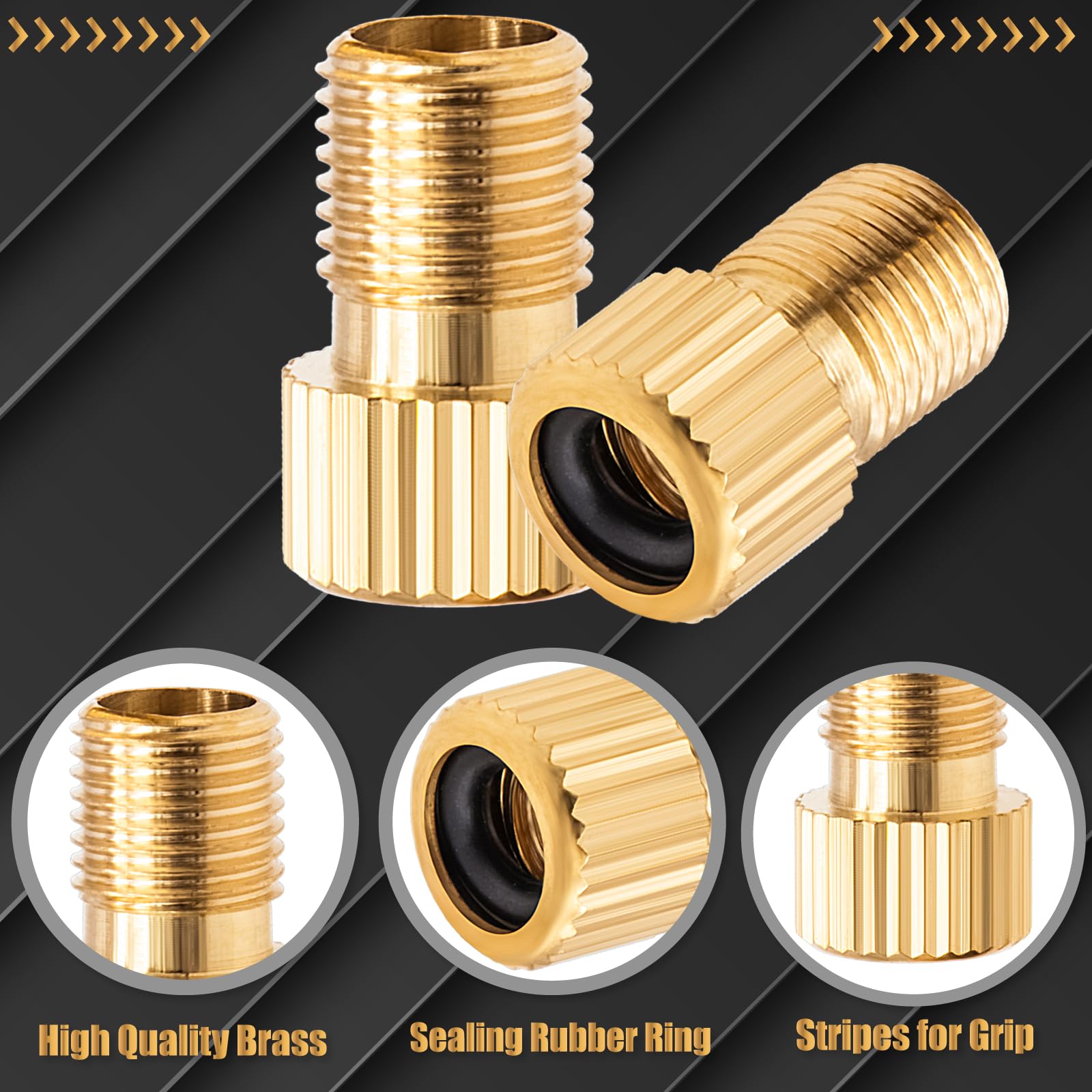 Meajoo 4Pcs Brass Presta Valve Adapter, Convert Presta To Schrader Adaptor, Inflate Tire Using Standard Pump Or Air Compressor F