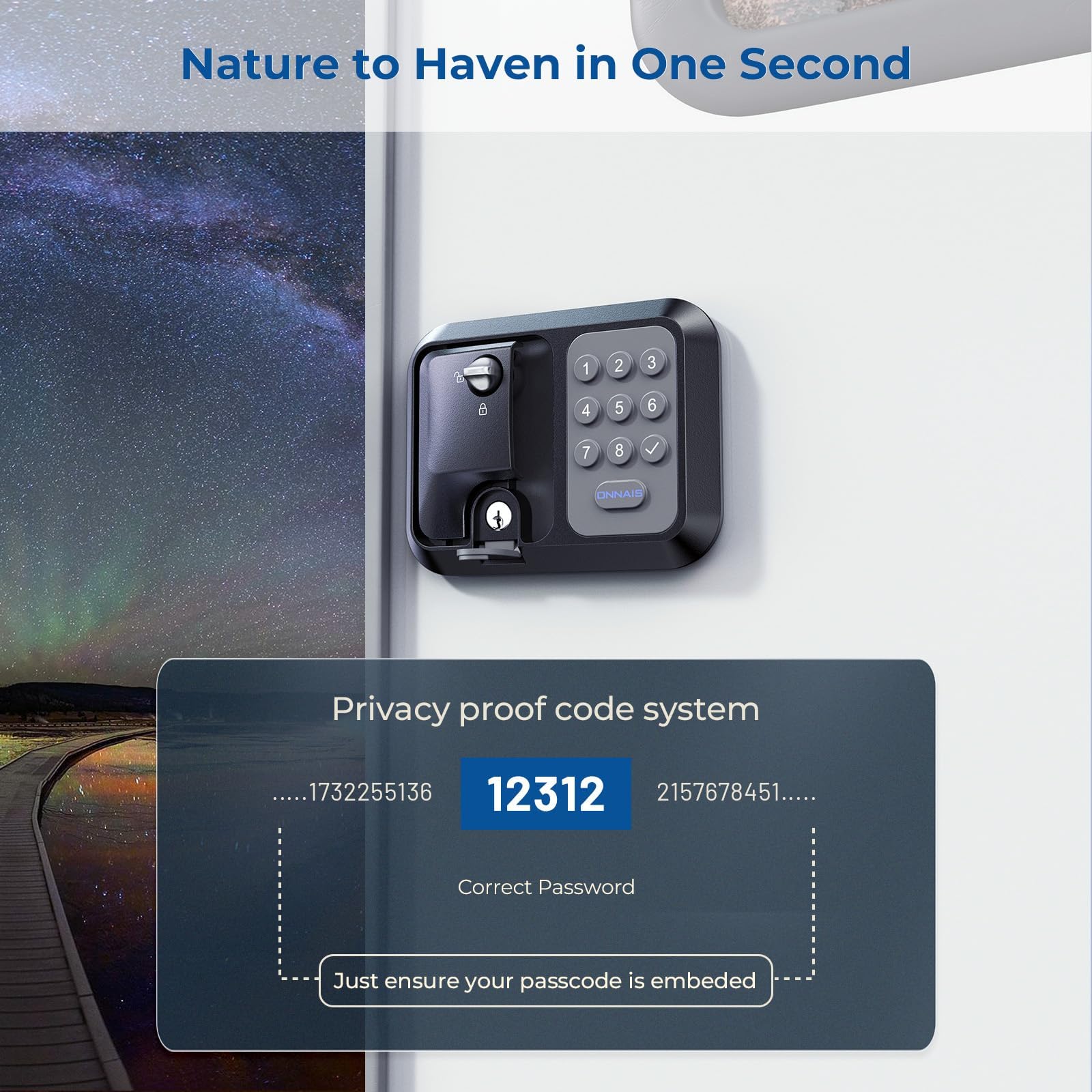 ONNAIS Keyless RV Door Lock - Full Metal, Password & Remote, Black, Model W007
