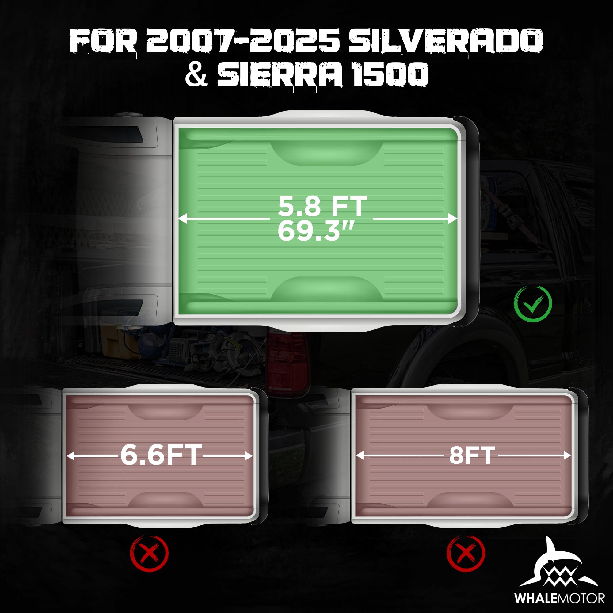 Hard Folding Truck Bed Tonneau Cover Compatiable With Chevy Silverado & Gmc Sierra 1500(2007-2025) 5.8 Ft Short Box(No Carbonpro