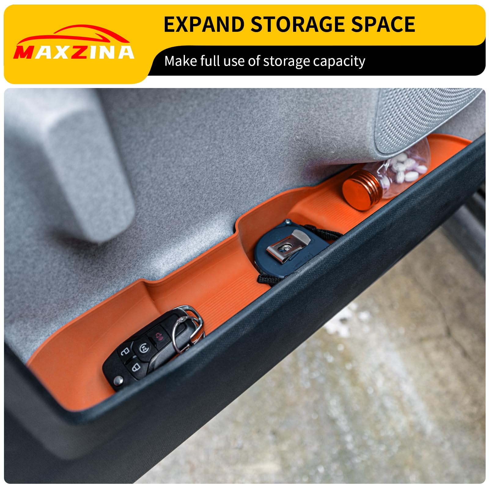Maxzina Door Side Storage Tray Compatible with 2022-2025 Ford Maverick Side Door Storage Box Door Organizer Phone Pocket Silicon