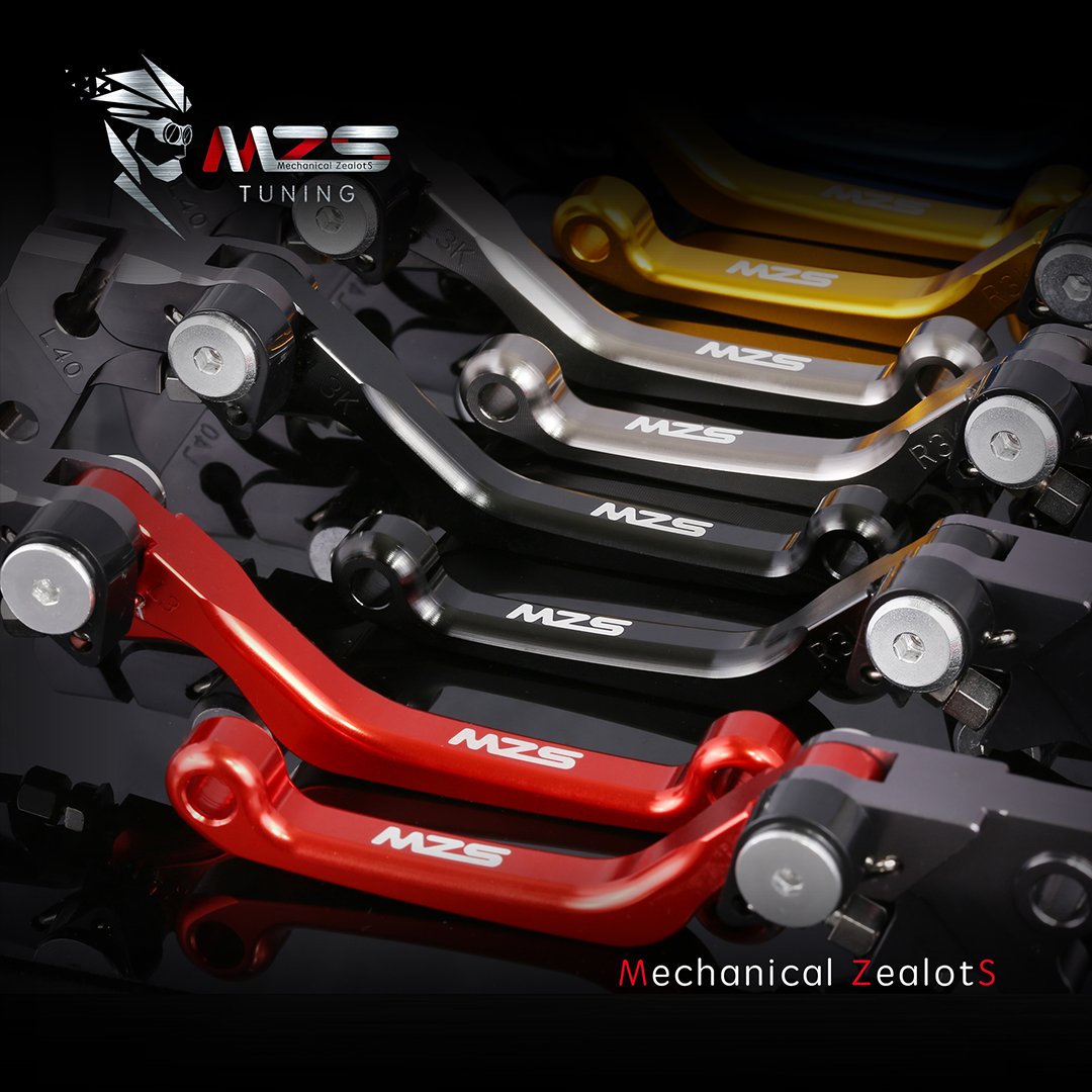MZS Gold Adjustable CNC Brake Clutch Levers for DR200S/DR250R/DRZ400/DRZ400S/DRZ400SM 2015-2021, Aluminum Construction