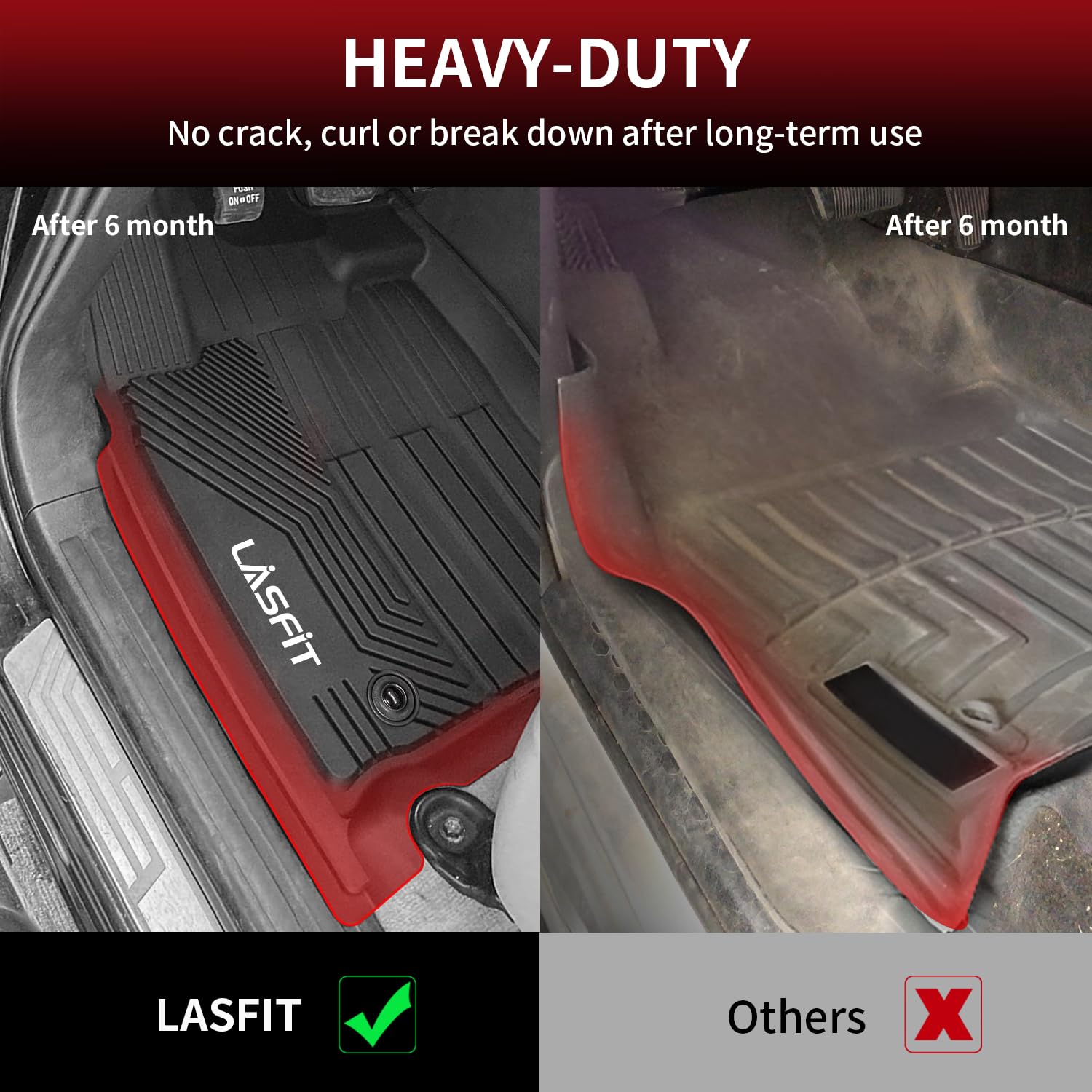LASFIT Tundra Floor Mats - Custom Fit TPE All Weather Liners for 2014-2021 CrewMax, Front & Rear, Black, Model LL-TY12