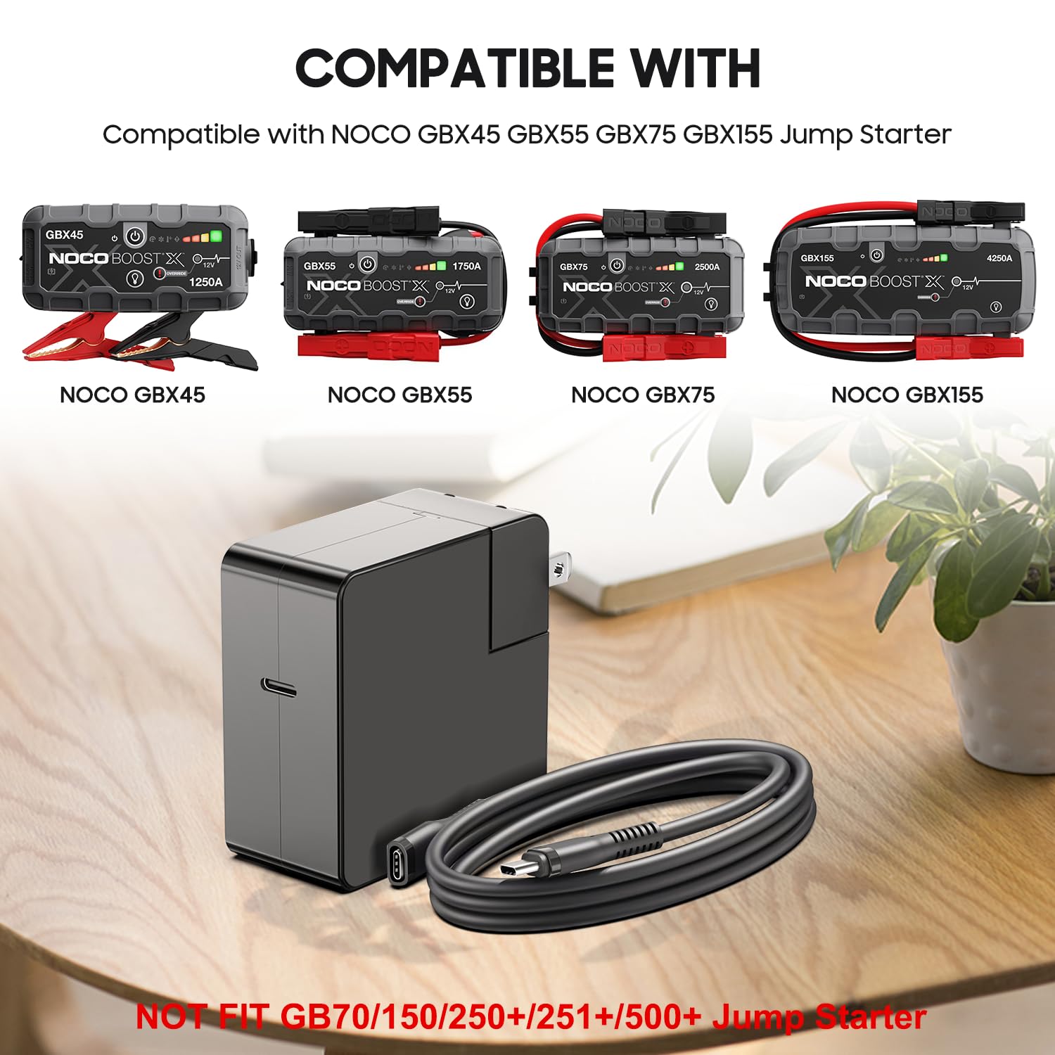 CASIMY 65W USB-C Jump Starter Adapter for NOCO Boost X GBX155, Model A12-2-190003420, Portable Lithium Battery Charger